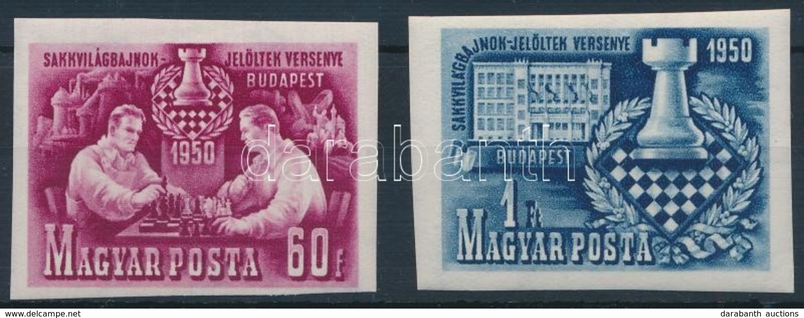 * 1950 Sakk 60f és 1Ft Vágott Bélyegek - Other & Unclassified