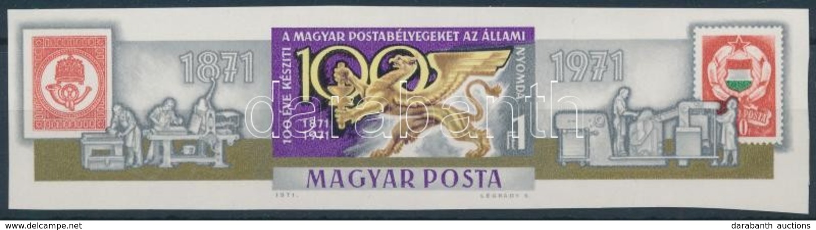 ** 1971 100 éve Készít Magyar Postabélyegeket Az Állami Nyomda Vágott Csík (3.000) - Other & Unclassified