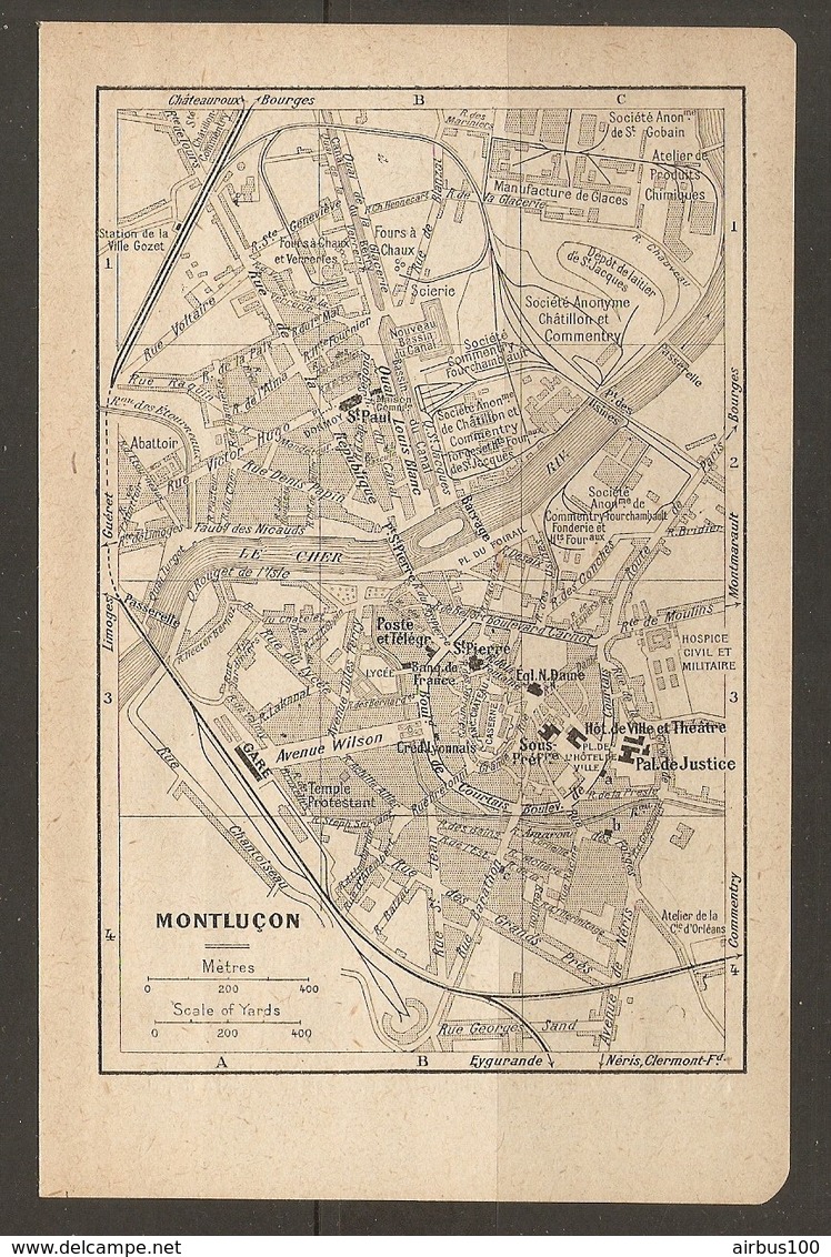 CARTE PLAN 1921 - MONTLUCON LAITIER De St JACQUES ATELIER Cie D'ORLEANS SA. CHATILLON Et COMMENTRY SA. St GOBAIN - Cartes Topographiques