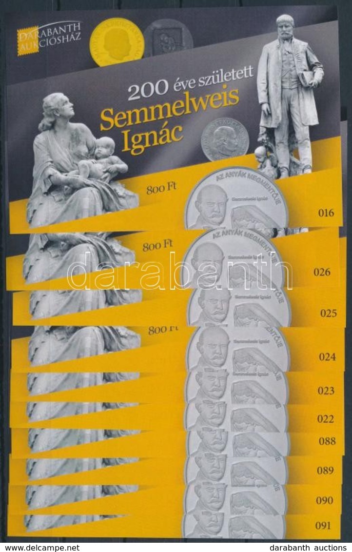 ** 2018 10 Db 200 éve Született Semmelweis Ignác Emlékív (15.000) - Andere & Zonder Classificatie