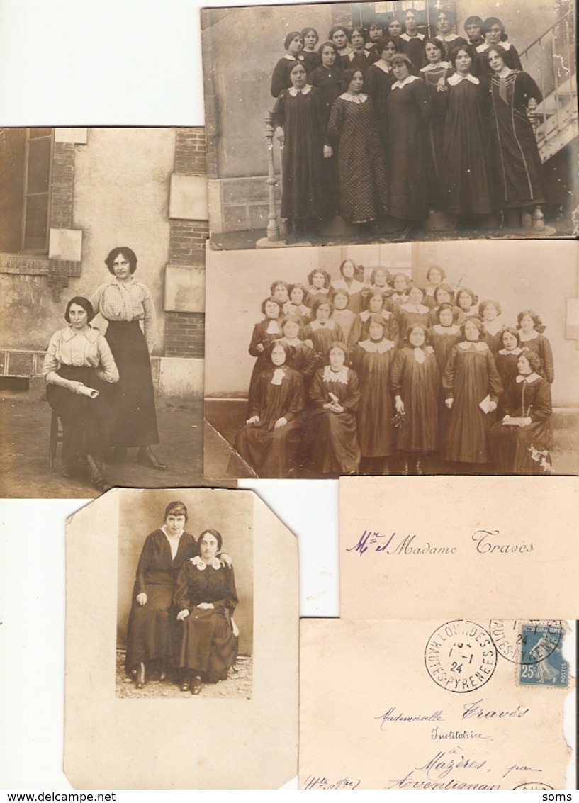 Lot De 12 Cpa Des Hautes-Pyrénées, écoles D'Aventignan Et Mazères (65), Institrice Travès Et Enfants, Carte-photo - Autres & Non Classés