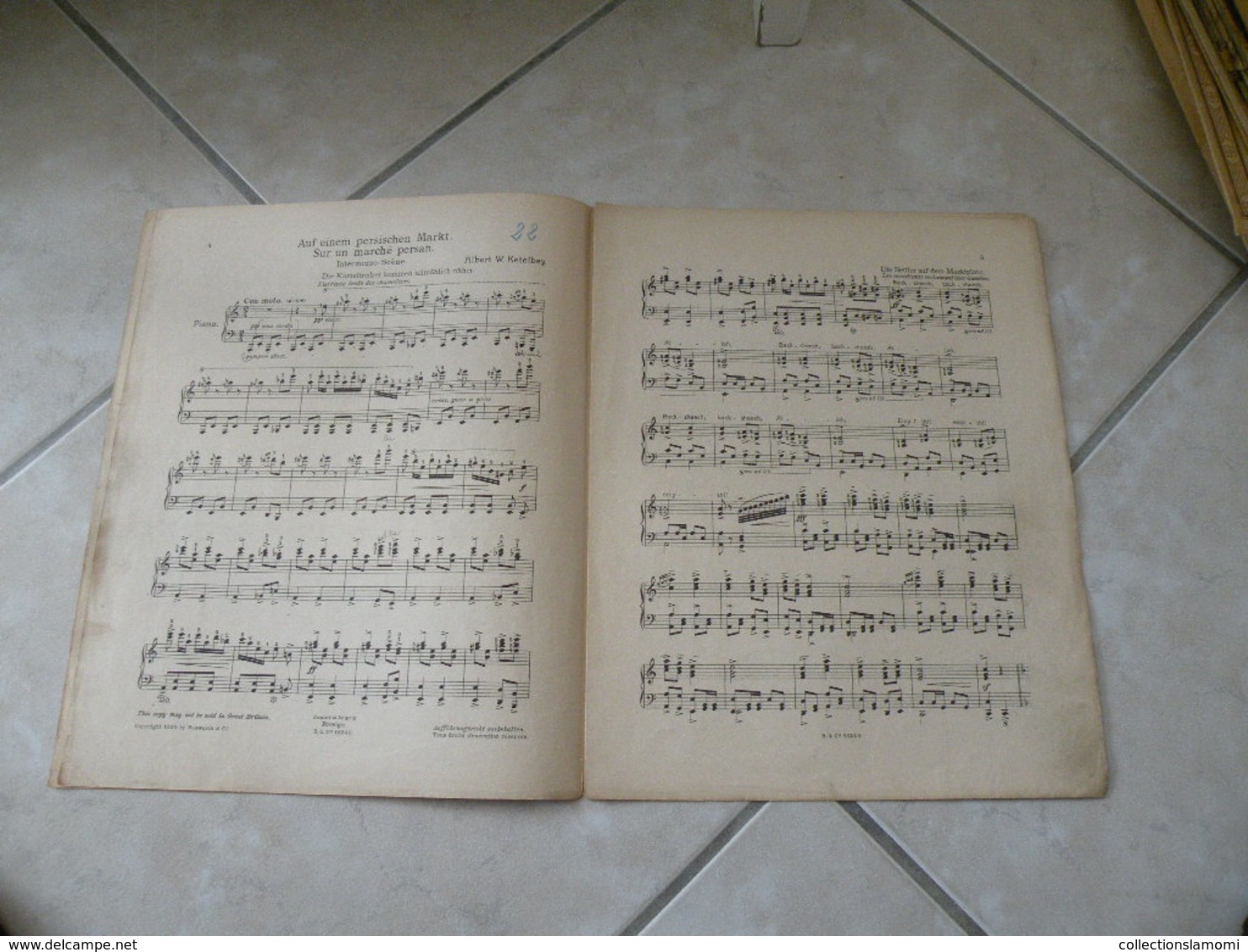 Sur Un Marché Persan -(Musique Albert W. Ketèlbey)- Partition (Piano) - Instruments à Clavier