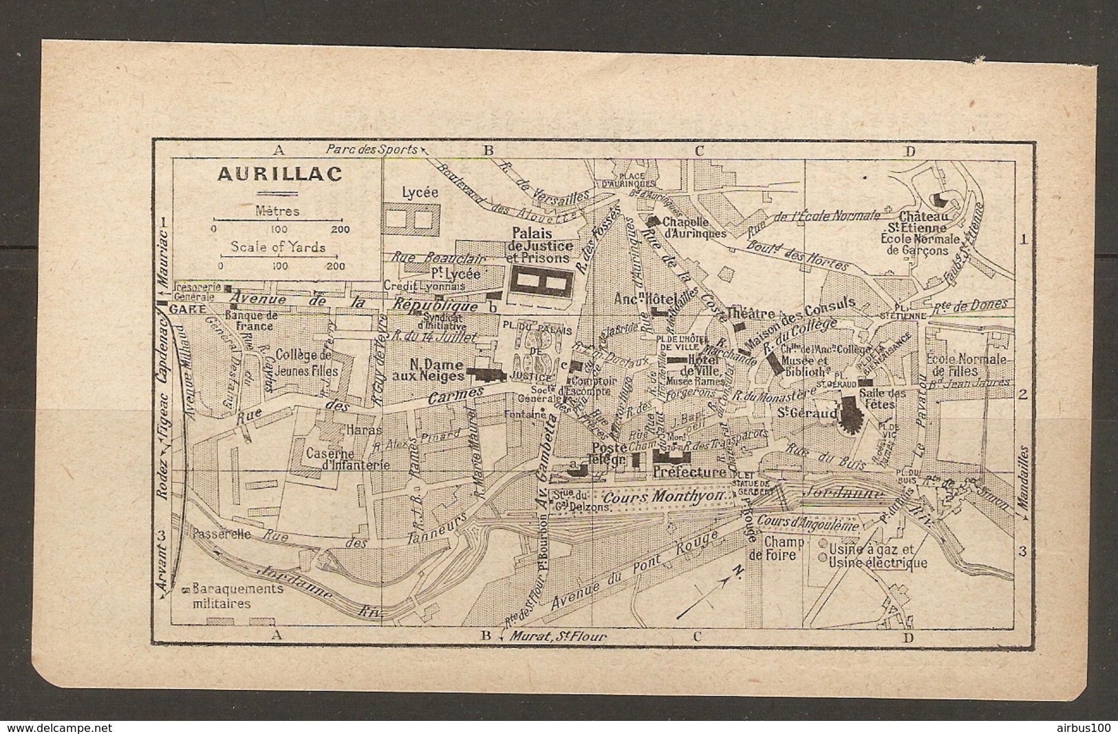 CARTE PLAN 1921 - AURILLAC USINES à GAZ Et ELECTRIQUE CASERNE D'INFANTERIE CHAMP De FOIRE HARAS - Carte Topografiche