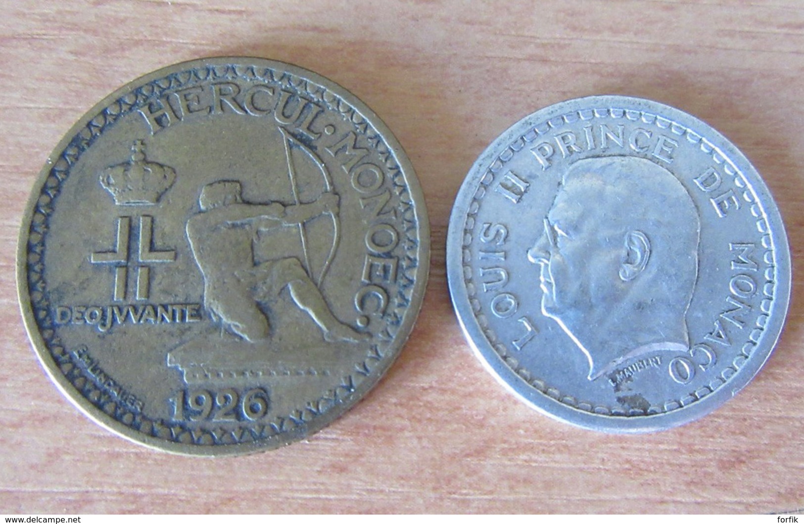 Monaco - 2 Monnaies : Bon Pour 2 Francs 1926 Et 1 Franc Alu Non-daté (1943) Louis II - 1922-1949 Louis II