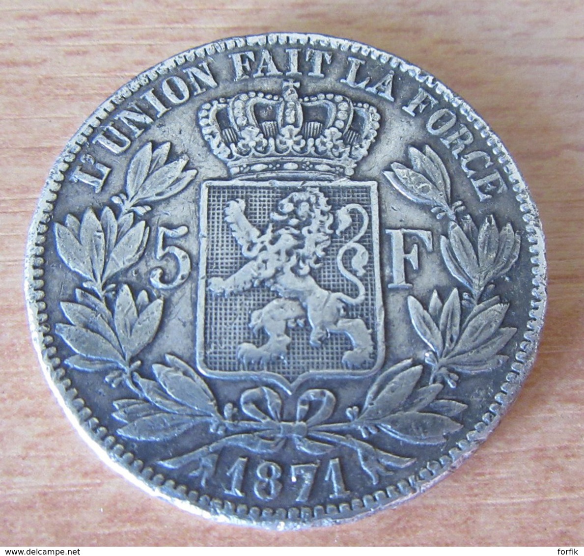 Belgique - Monnaie 5 Francs Leopold II 1871 En Argent - 5 Francs