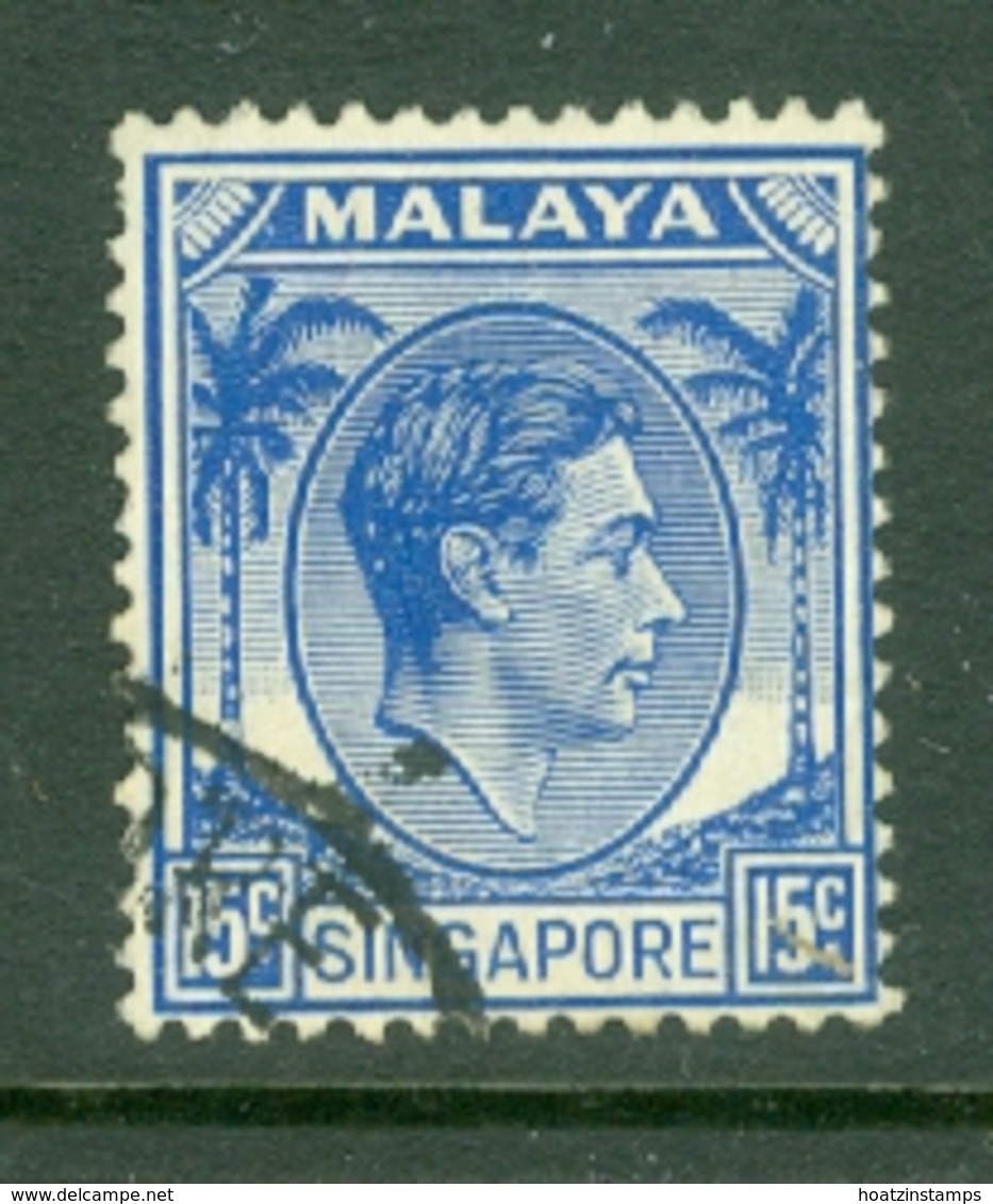 Singapore: 1948/52   KGVI   SG8    15c    [Perf: 14]    Used - Singapore (...-1959)