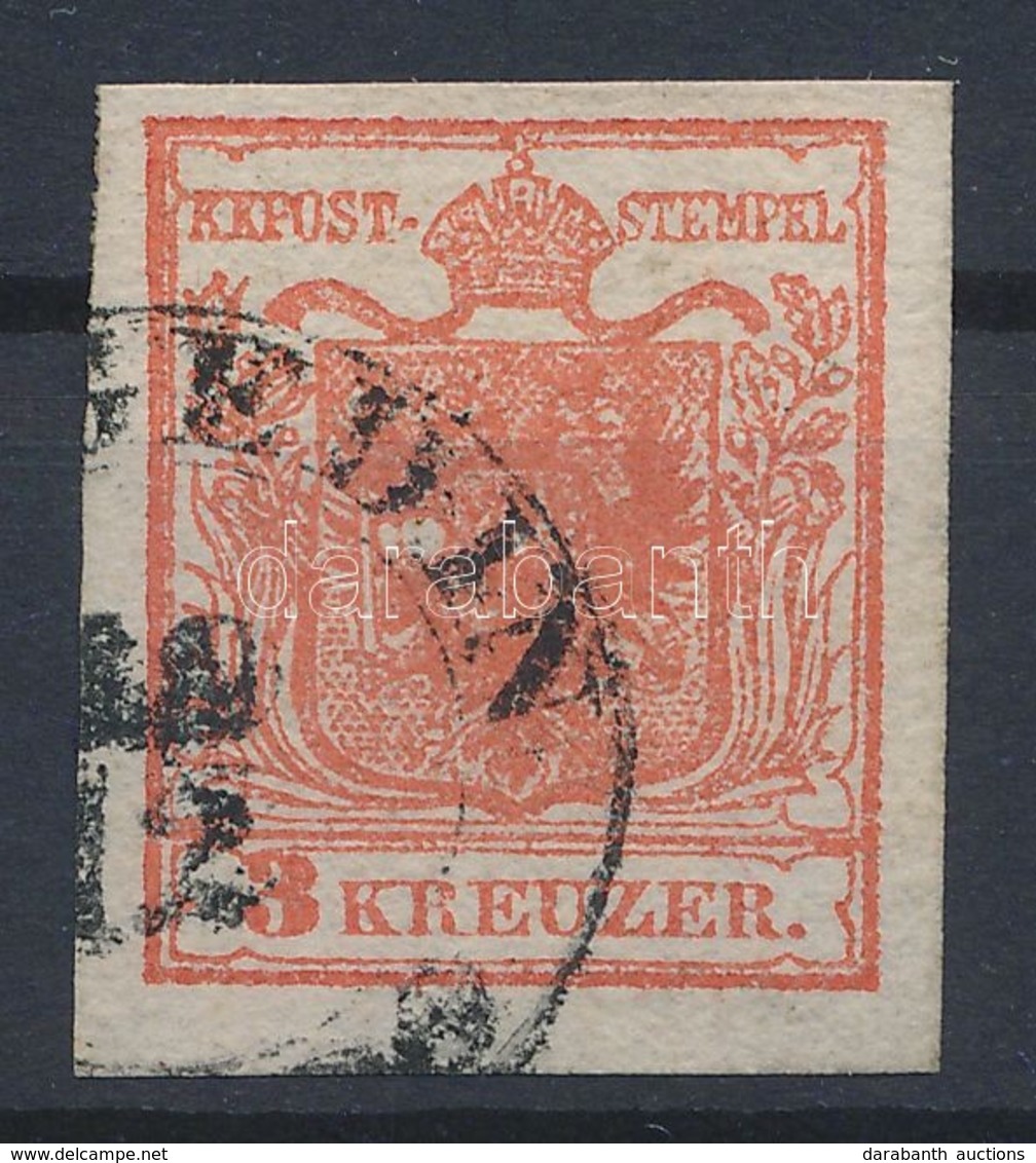 O 1850 3kr HP Ia Sötétcinnóner, Geriffelt, Lemezhibás Bélyeg (folt A Pajzson) '(SZE)GEDIN'. Certificate: Steiner - Andere & Zonder Classificatie