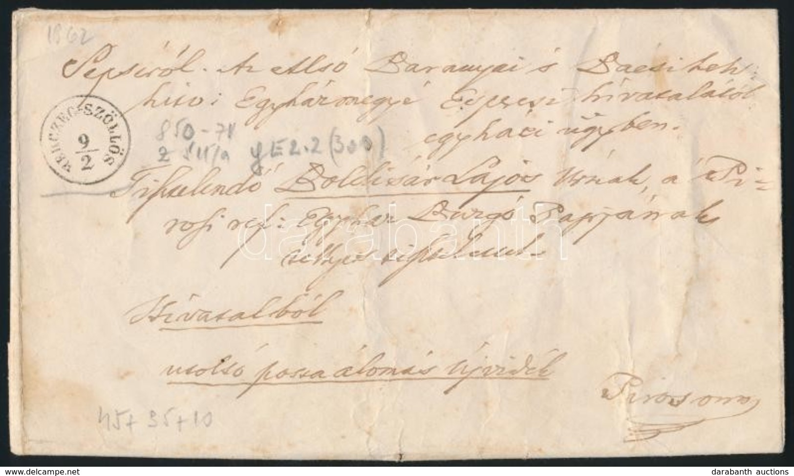 1862 Ex Offo ,,HERCZEG-SZÖLLÖS' - Other & Unclassified