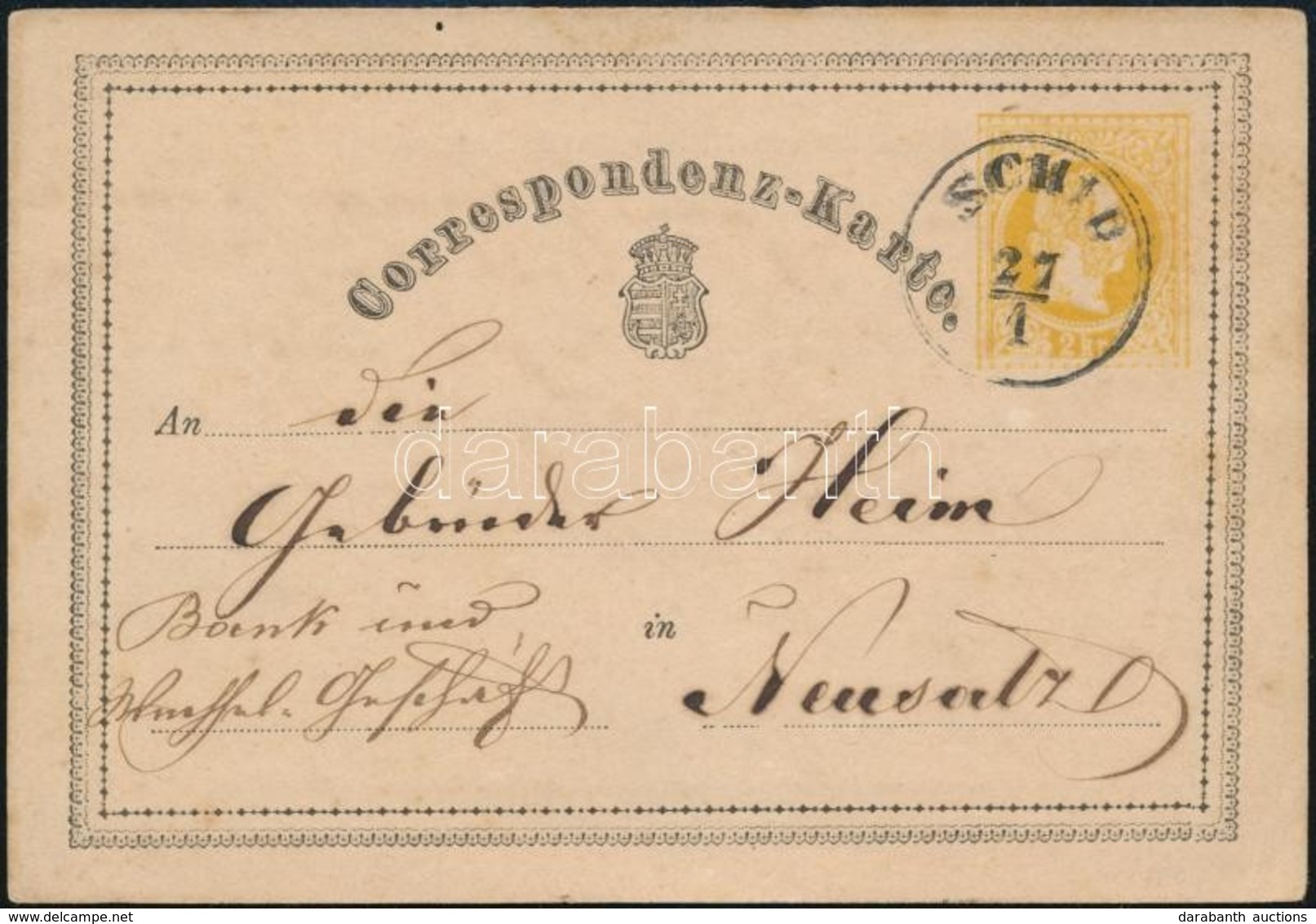 1871 Díjjegyes Levelezőlap 'SCHID' - Neusatz - Other & Unclassified