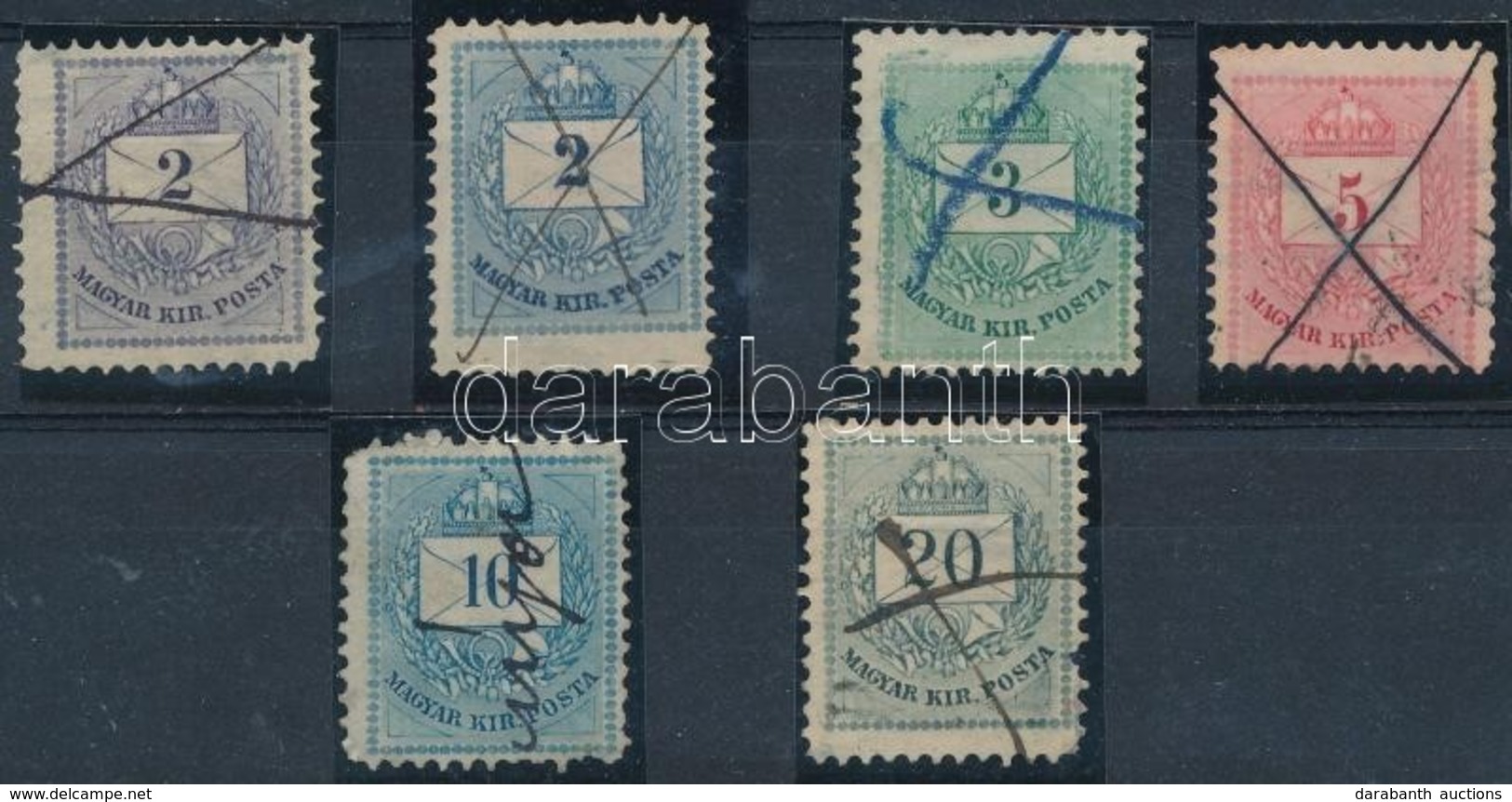 O 1881 2kr, 3kr, 5kr, 10kr és 20kr Kézi érvénytelenítéssel - Other & Unclassified