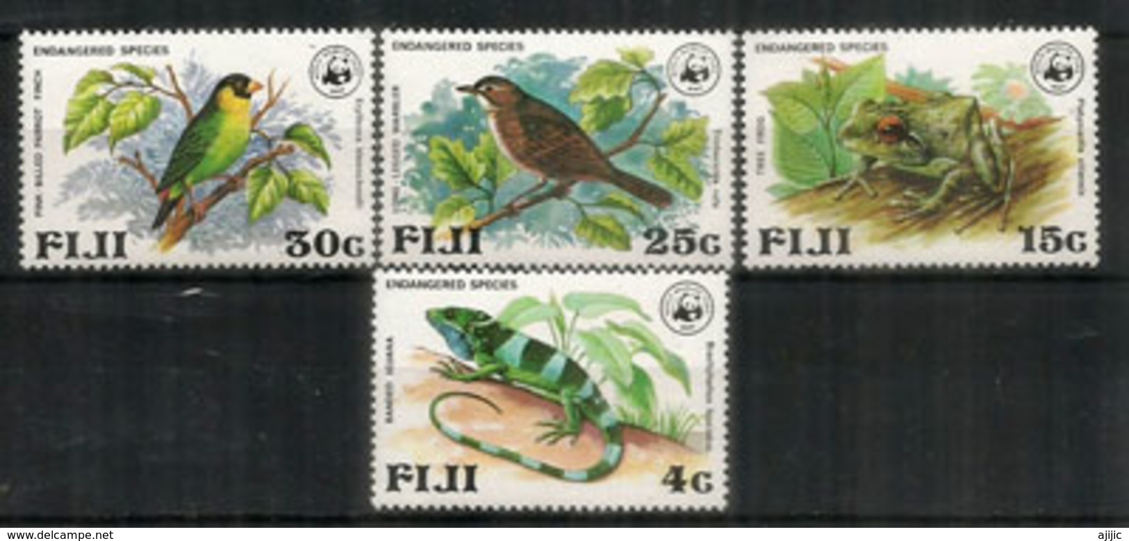 ILES FIDJI. Protection De La Faune Sauvage Des îles. WWF.Fiji Iguana, Fiji Tree Frog,etc. 4 Timbres Neufs ** - Fidji (1970-...)