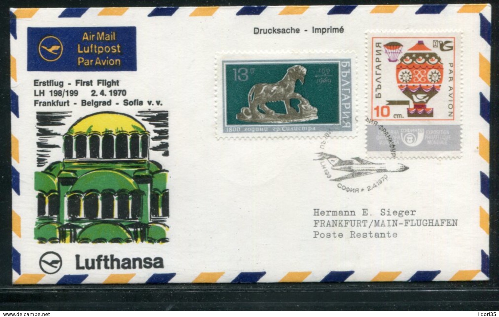 Bulgarien / 1970 / Lufthansa-Erstflugbrief Sofia-Belgrad-Frankfurt (18010) - Luftpost