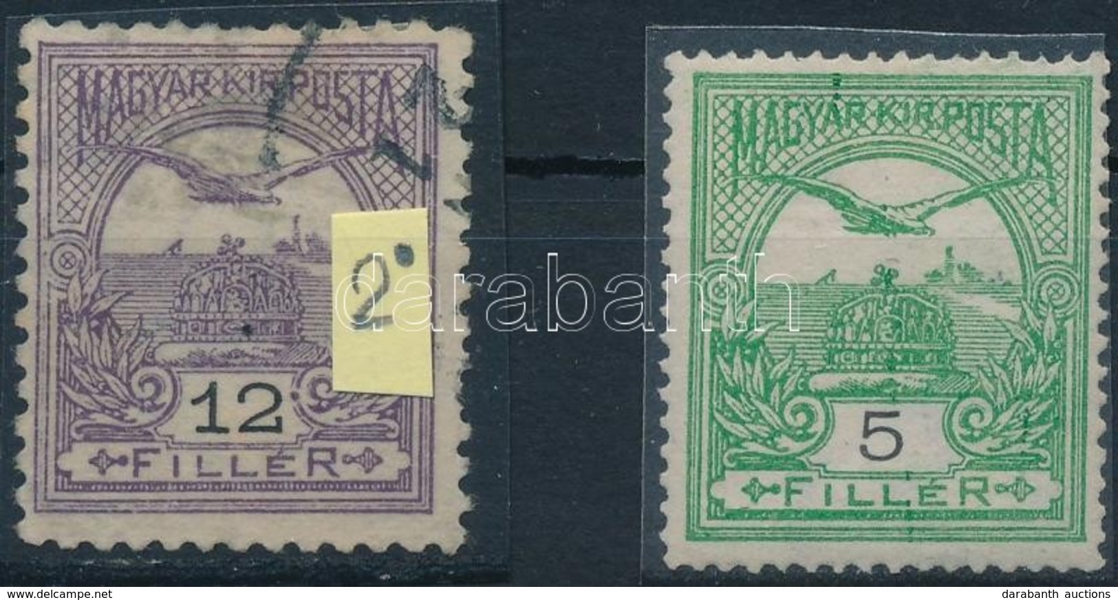 ** O 1904-1909 Turul 5f és 12f Lemezhibákkal / 2 Plate Varieties - Other & Unclassified