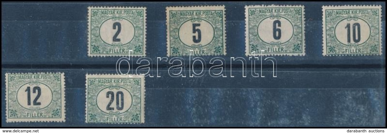 * 1909 Zöldportó Sor 6 értéke 3. Vízjelállással / 6 Values Of The Postage Due Set, Watermark Position 3. - Sonstige & Ohne Zuordnung