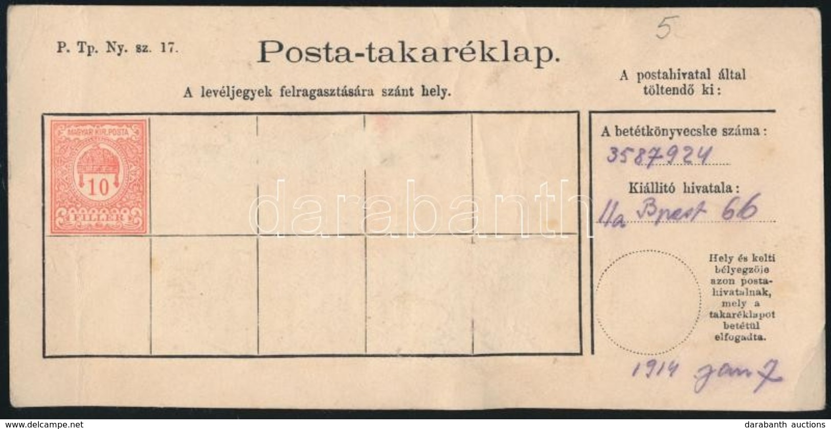 1914 Postatakaréklap Kiállítva Budapest 66. Postán - Other & Unclassified