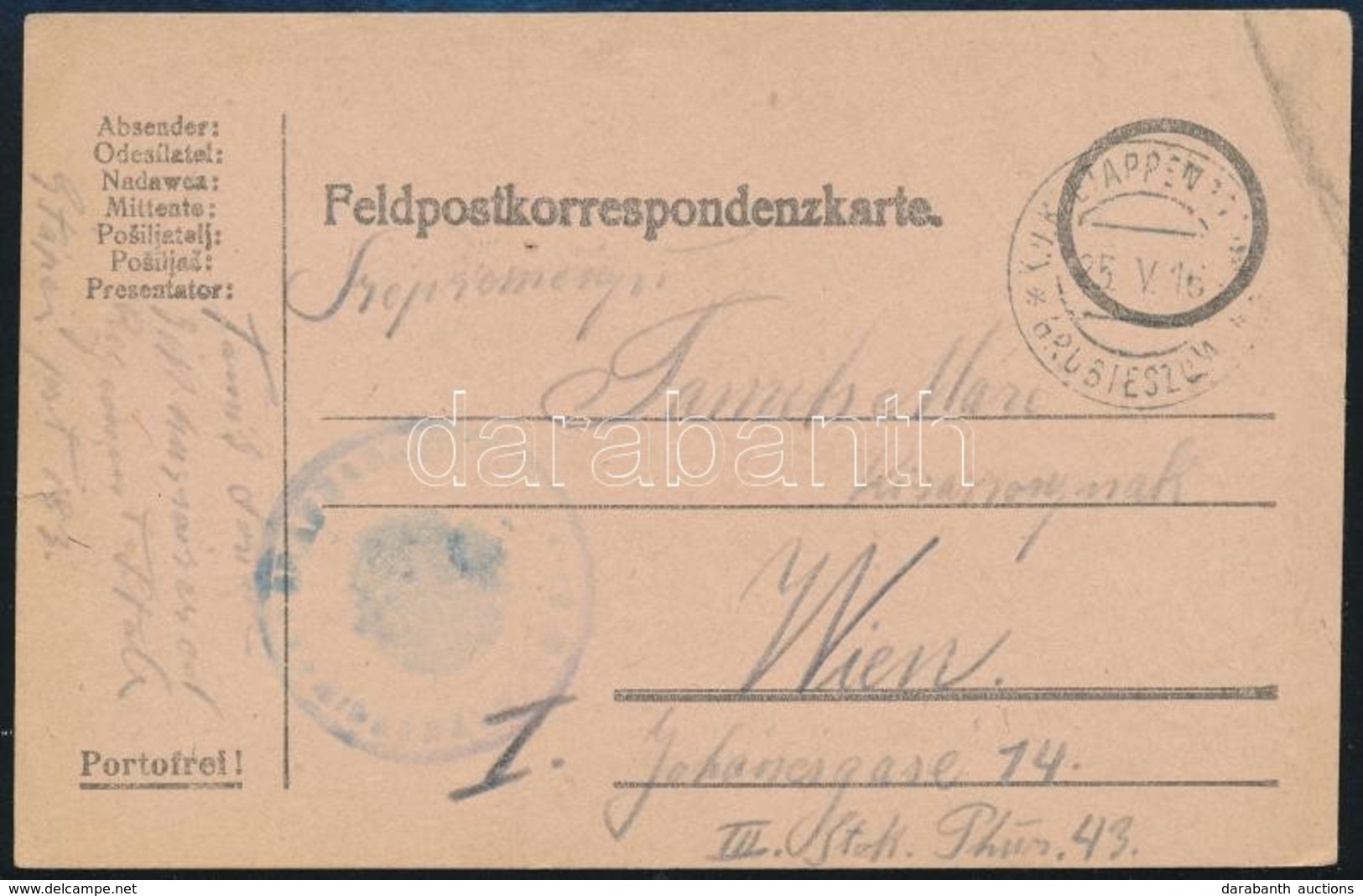 1916 Tábori Postai Levelezőlap ,,GRUBIESZOW' - Andere & Zonder Classificatie