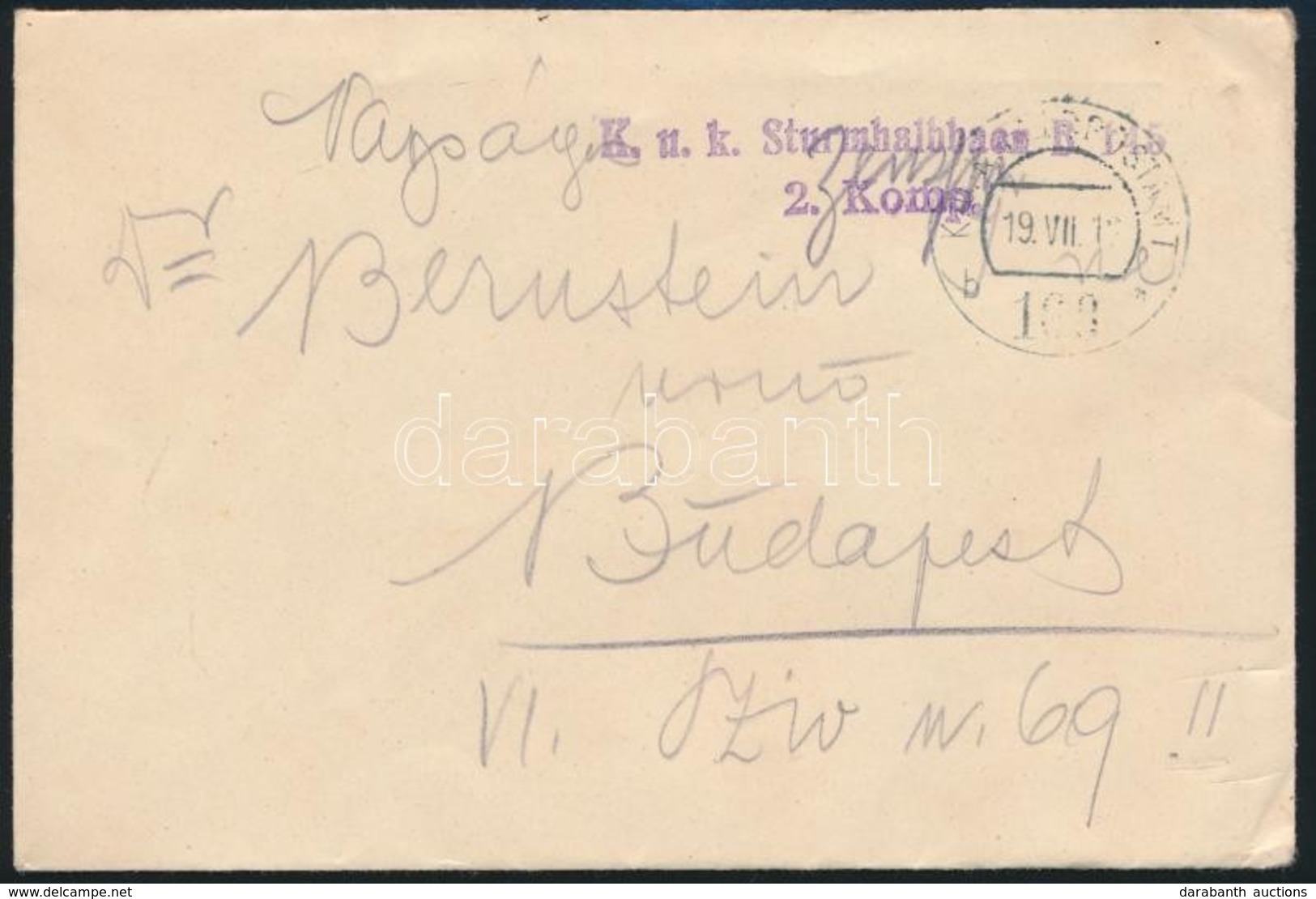 1918 Tábori Posta Levél 'K.u.k. Sturmhalbbaon B. 145. 2. Komp.' + 'FP 168 B' - Altri & Non Classificati