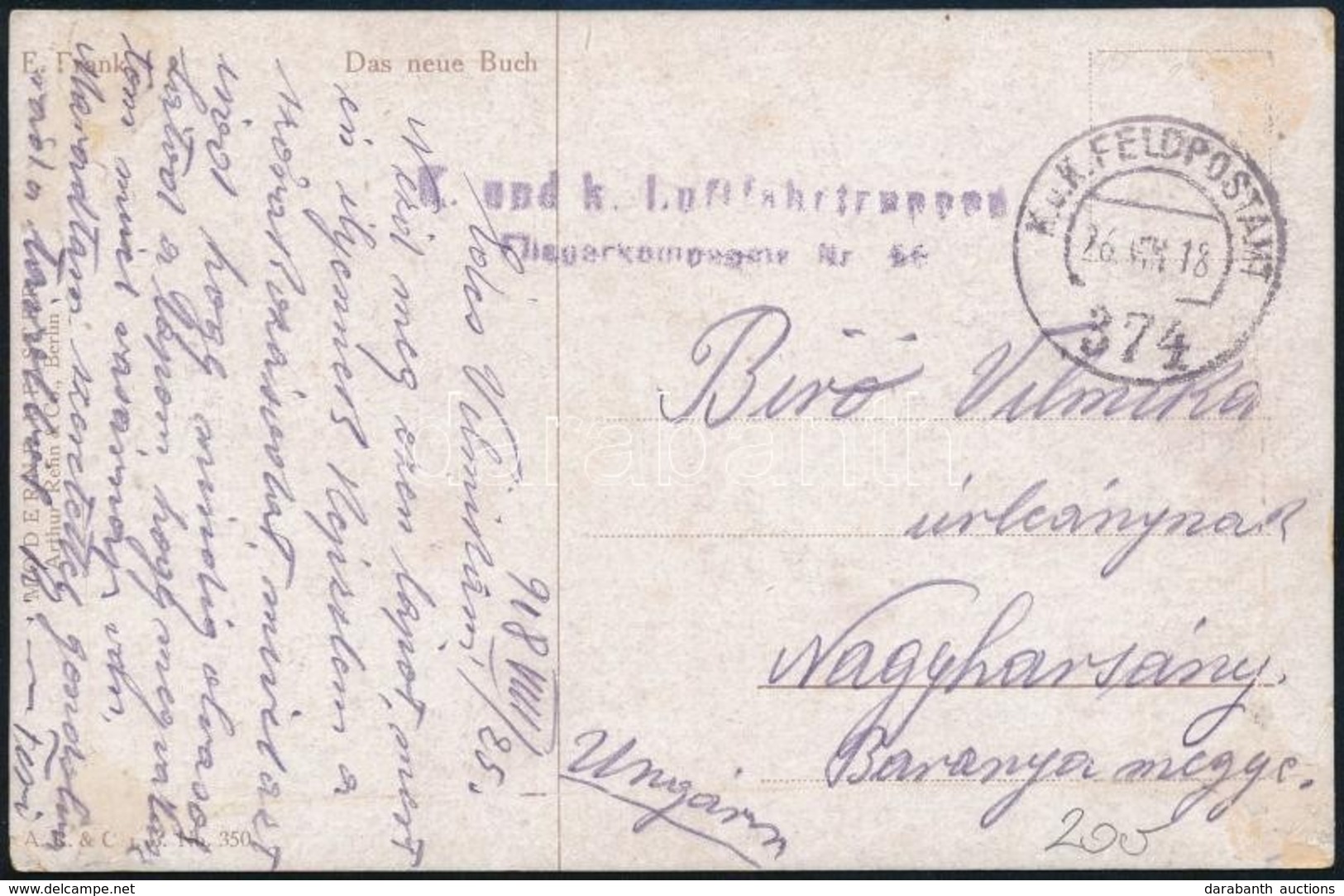 1918 Képeslap / Postcard 'K.u.k. Luftfahrtruppen Fliegerkompagnie Nr. 50.' + 'FP 374' - Andere & Zonder Classificatie