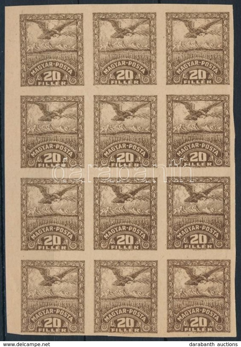 (*) Debrecen II. 1920 20f Vágott Próbanyomat 12-es Tömb / Mi 83 X Imperforate Proof In Block Of 12. Signed: Bodor - Andere & Zonder Classificatie