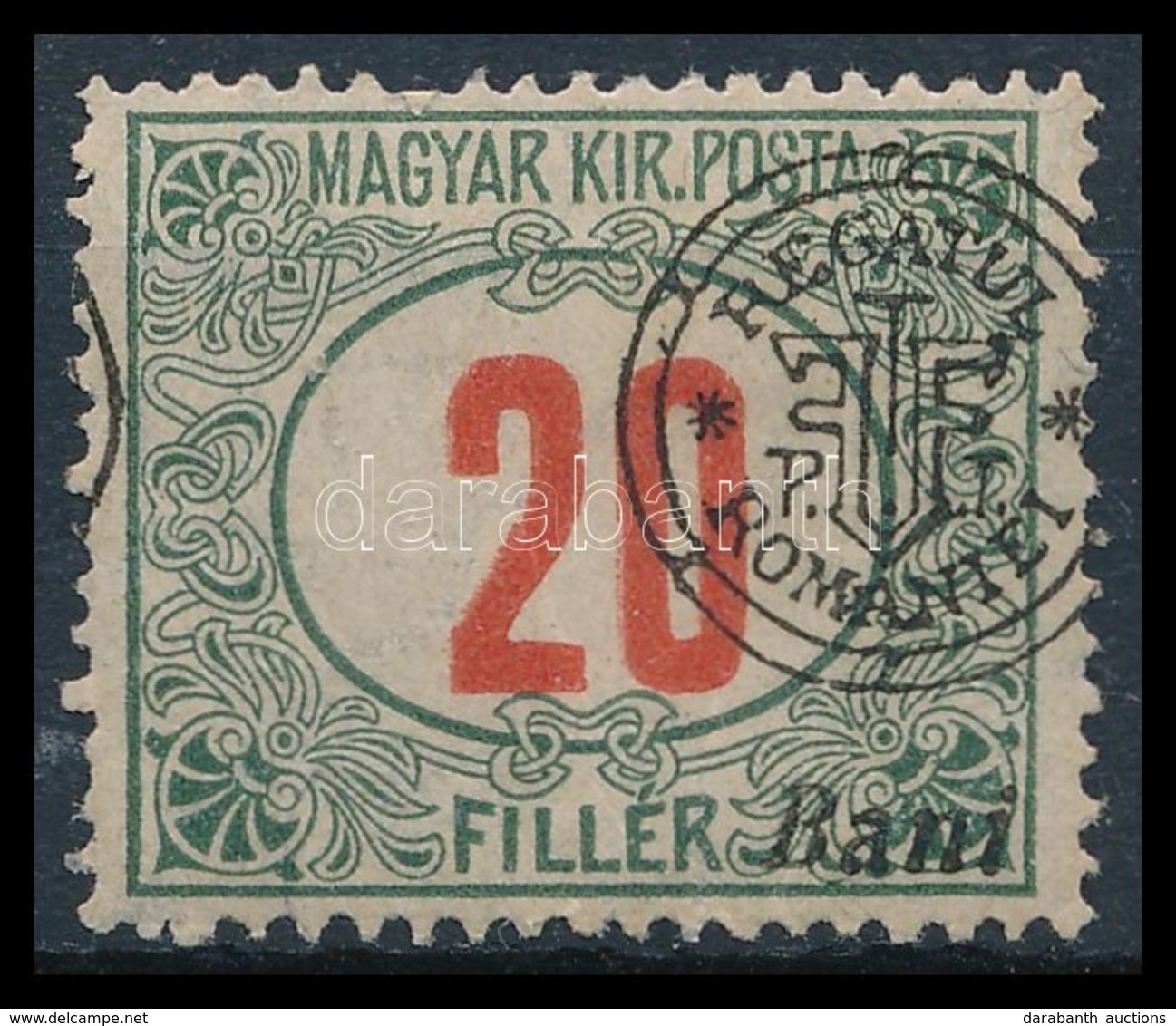 * 1919 Portó 20f Elcsúszott Felülnyomással / Mi P9 II. With Shifted Overprint. Signed: Bodor - Andere & Zonder Classificatie