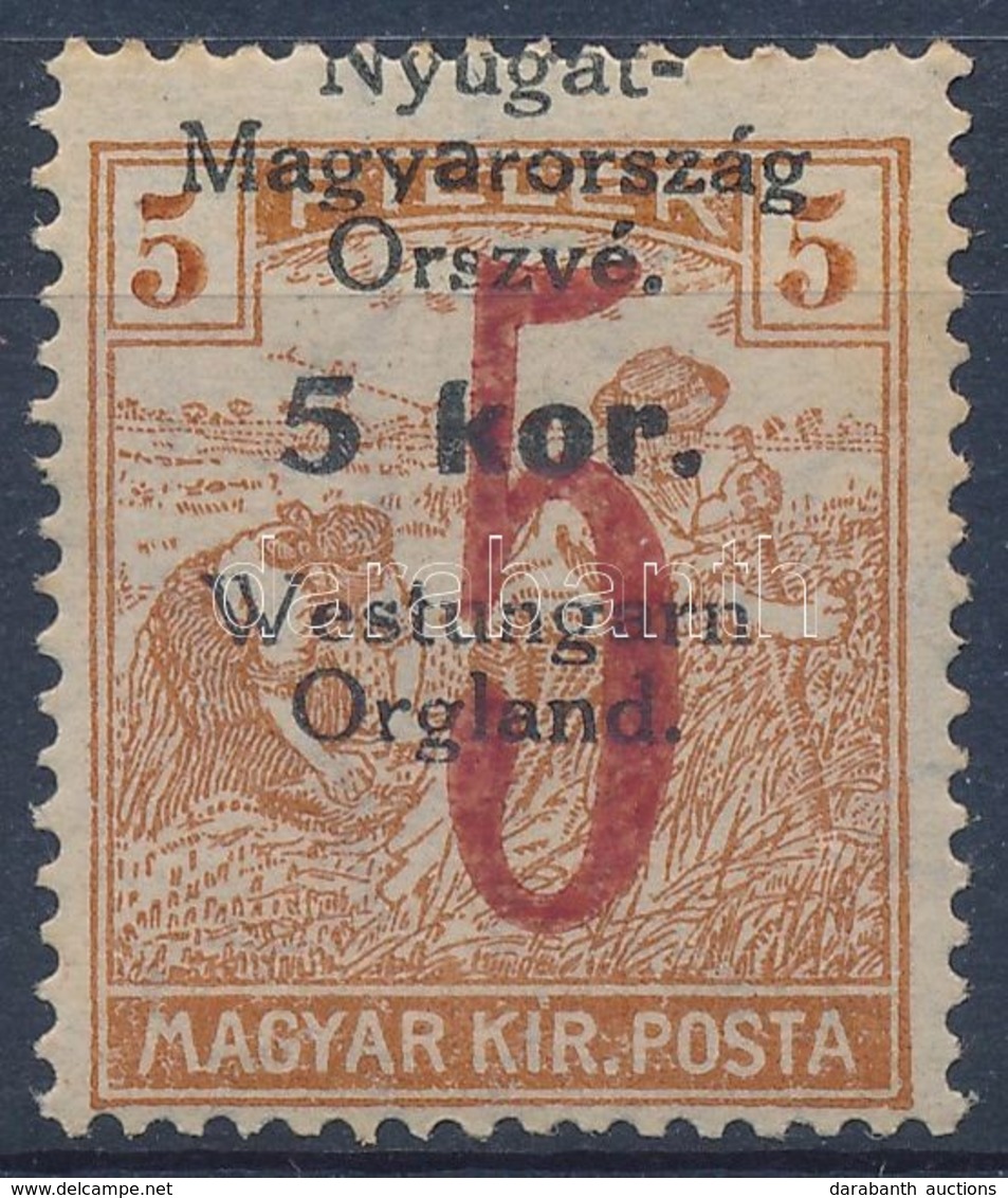 ** Nyugat-Magyarország VI. 1921 5K/5f Látványosan Elcsúszott Felülnyomással / Mi 67 With Shifted Overprint. Signed: Bodo - Otros & Sin Clasificación