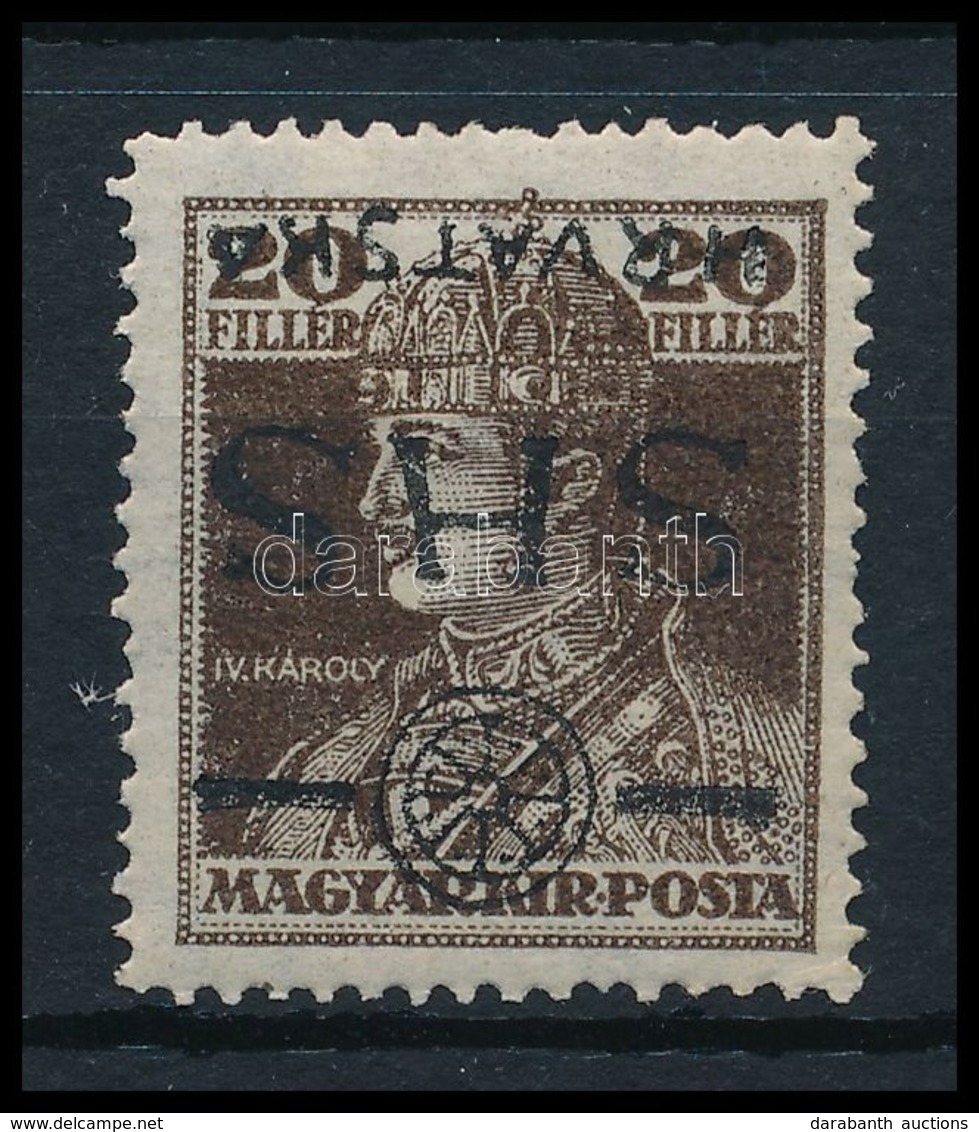 * 1918 Károly 20f Fordított Felülnyomással / Mi 85 With Inverted Overprint. Signed: Bodor - Other & Unclassified