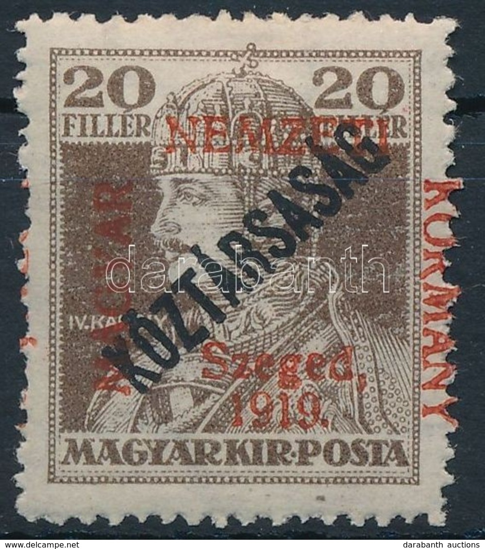 * Szeged 1919 Károly/Köztársaság 20f (**25.000) / Mi 11 Signed: Bodor - Other & Unclassified