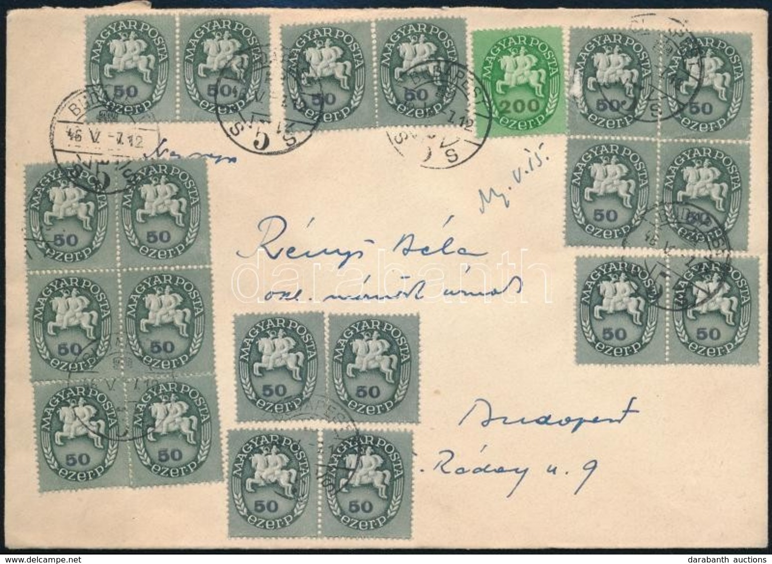 1946 (14. Díjszabás) Helyi Levél 21 Db Bélyeggel Bérmentesítve / Local Cover With 21 Stamps Franking - Other & Unclassified