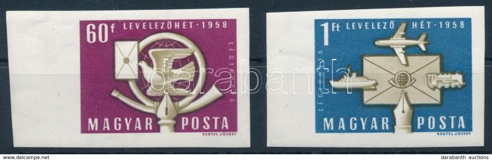 ** 1958 Levelező Hét ívszéli Vágott Sor (4.000) (törések, 60f Falc Az ívszélen / Creases, 60f Hinge On The Margin) - Andere & Zonder Classificatie