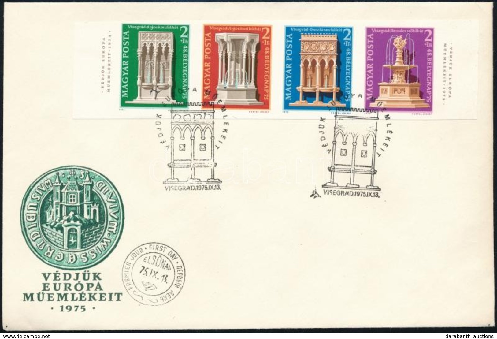 1975 Bélyegnap Vágott Négyescsík és Vágott Blokk 2 Db FDC-n (42.000) / Mi 3060-3063 Imperforate Stripe Of 4 And Mi 115 I - Other & Unclassified