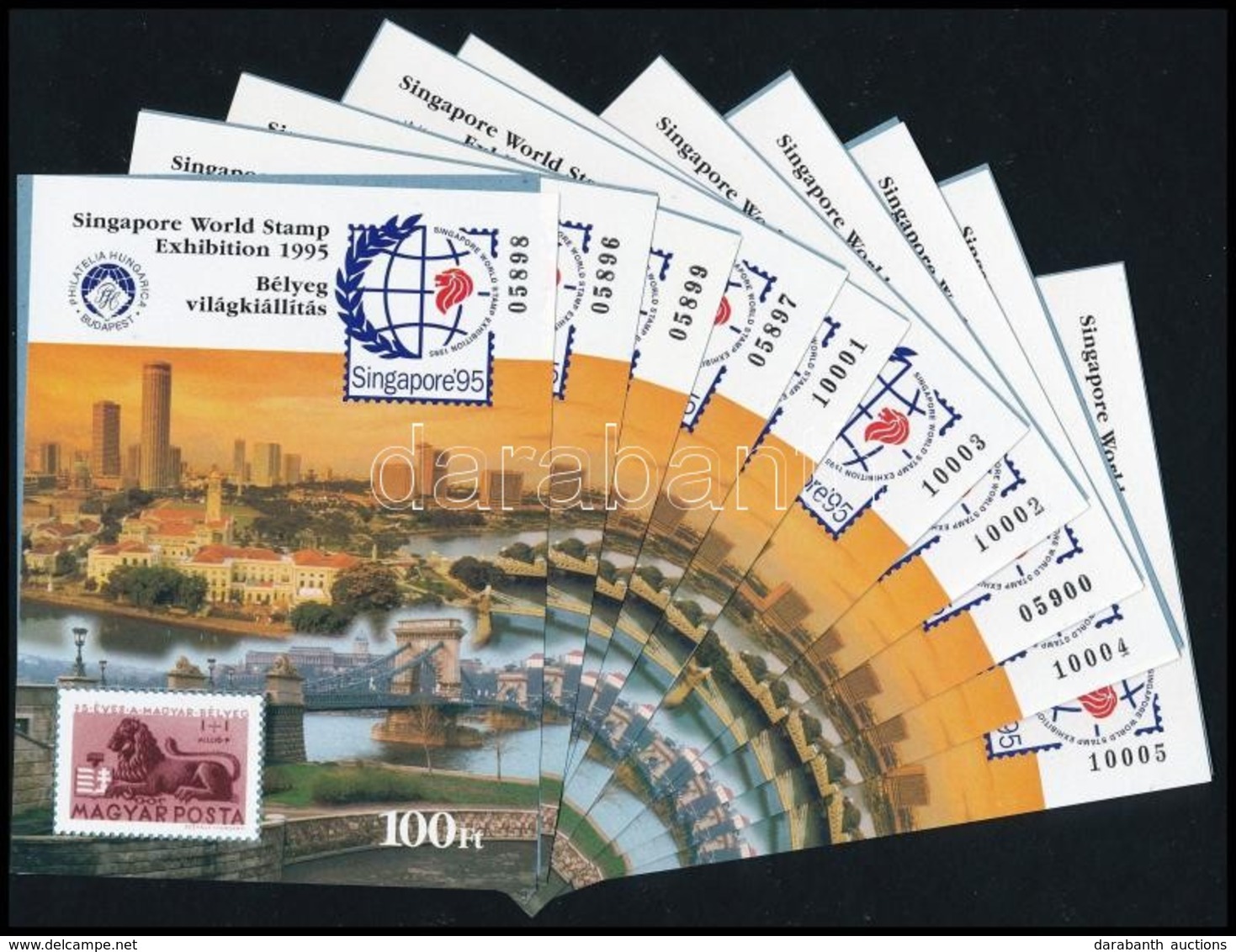 ** 1995 Singapore'95 Bélyeg Világkiállítás 10 Db Emlékív (8.000) - Andere & Zonder Classificatie