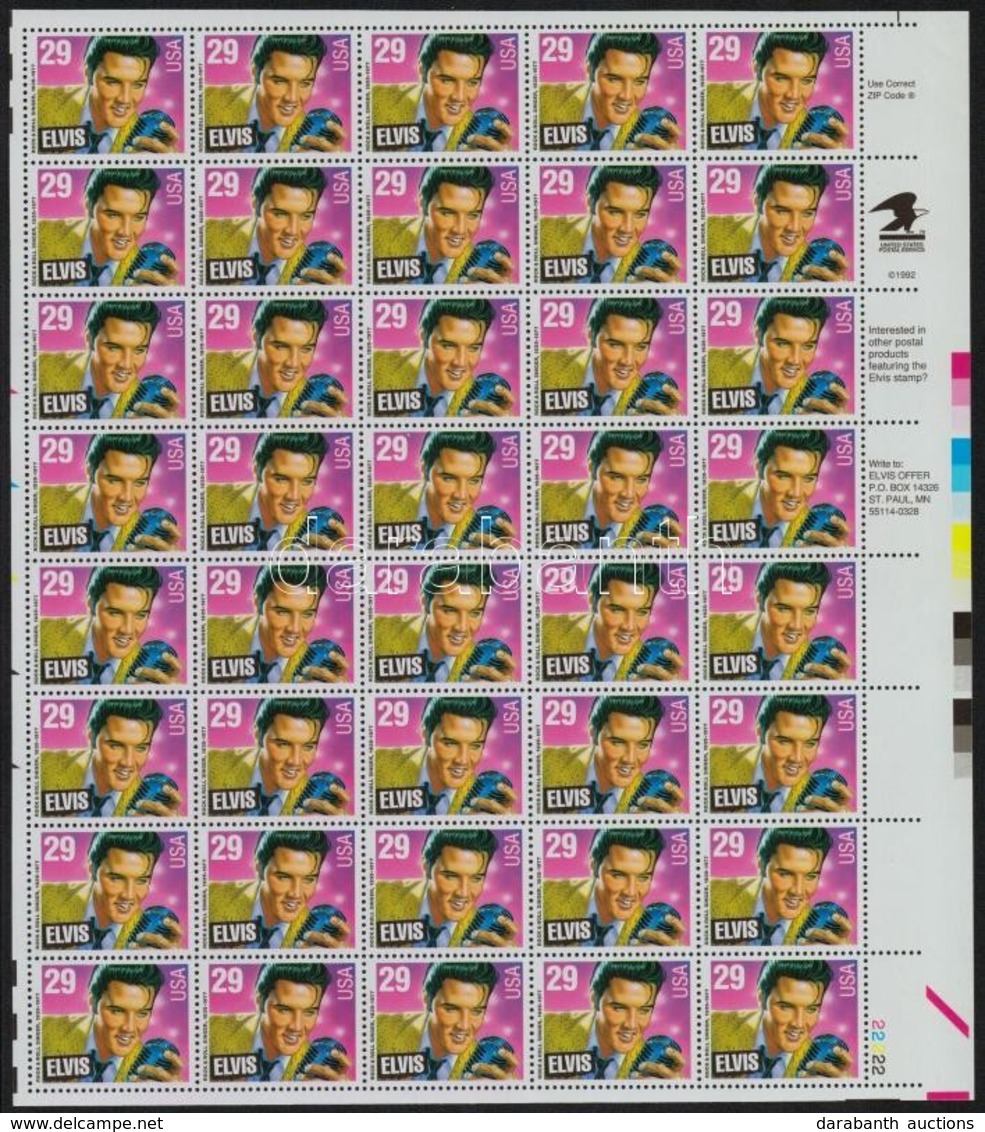 ** 1993 Elvis Presley 40 érték Kisívben,
Elvis Presley 40 Values In Mini Sheet
Mi 2336 - Other & Unclassified