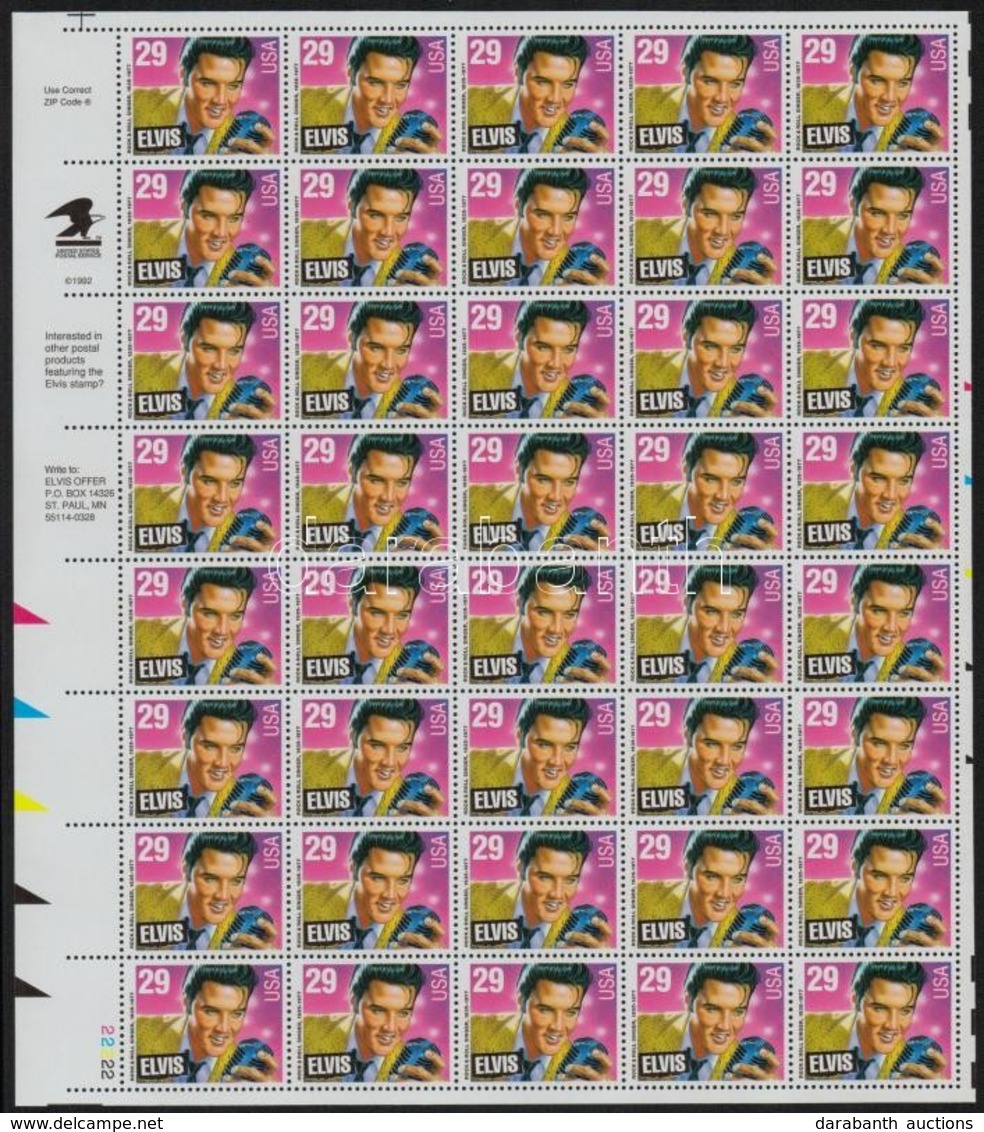 ** 1993 Elvis Presley 40 érték Kisívben,
Elvis Presley 40 Values In Mini Sheet
Mi 2336 - Other & Unclassified