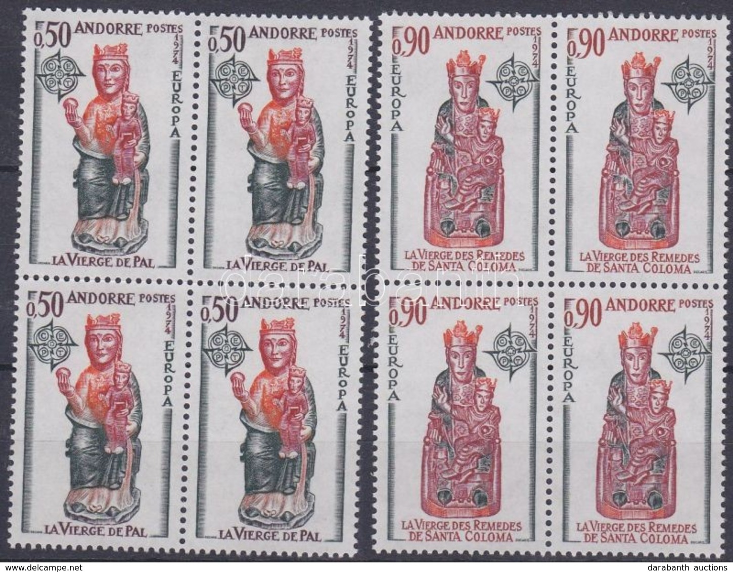 ** 1974 Europa CEPT Szobrok Négyestömb Mi 258-259 - Andere & Zonder Classificatie