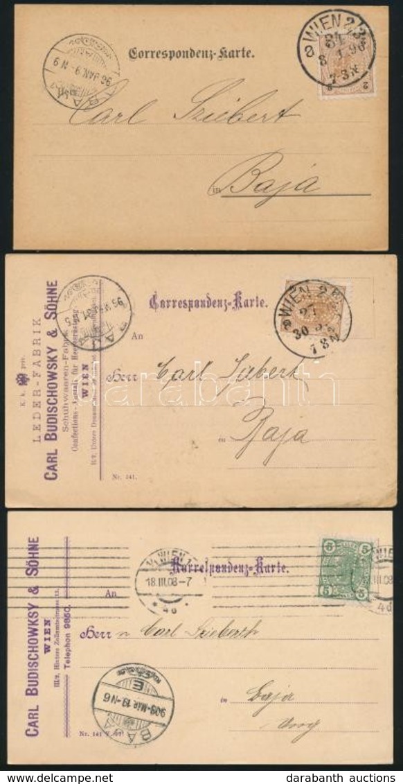 1896-1908 3 Db Levelezőlap Céglyukasztásos Bélyegekkel / 3 Postcards With Perfin Stamps - Other & Unclassified