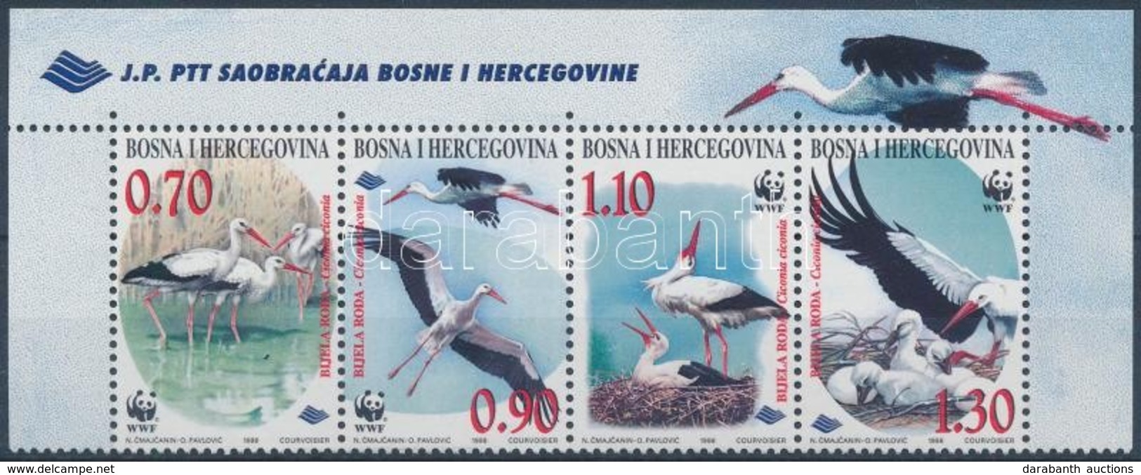 ** 1998 WWF: Gólya Sor ívsarki Négyescsík,
WWF: Stork Set Corner Stripe Os 4
Mi 132-135 - Andere & Zonder Classificatie