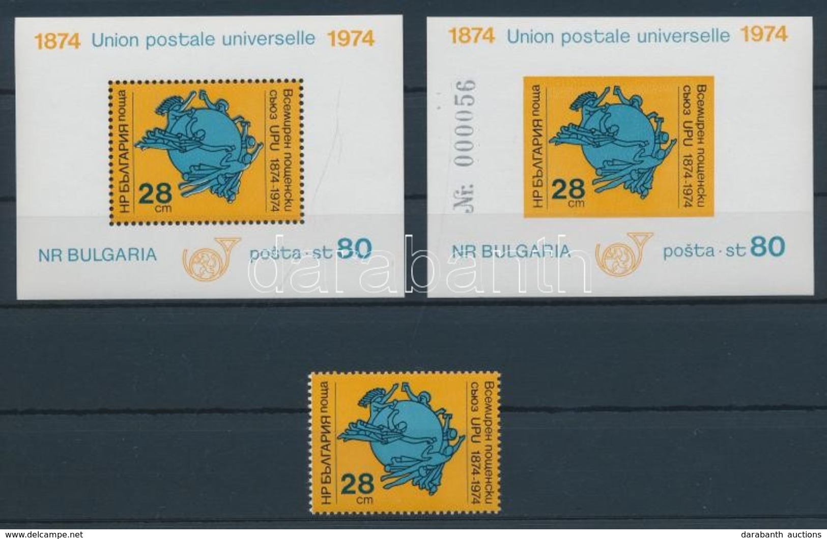 ** 1974 100 éves Az UPU Mi 2364 + Fogazott és Vágott Blokkok Mi 52A + 52B - Andere & Zonder Classificatie