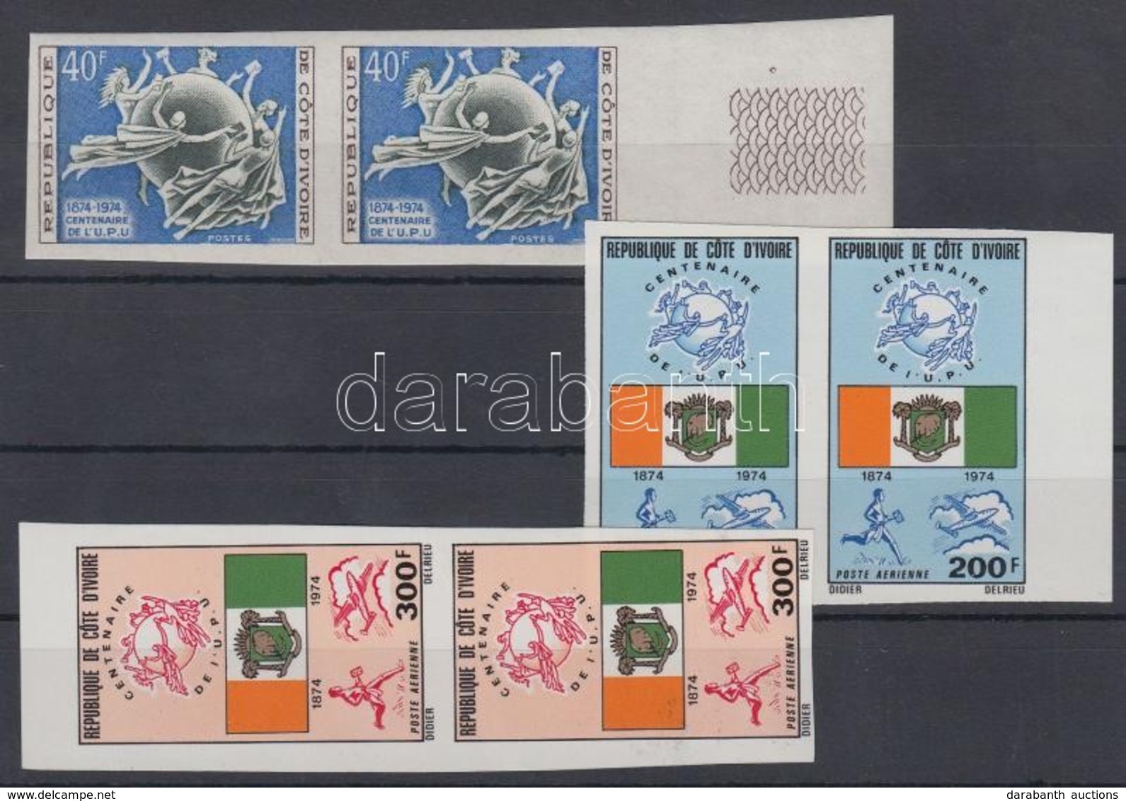 ** 1974 100 éves Az UPU Vágott Sor ívszéli Párokban Mi 458-460 - Other & Unclassified