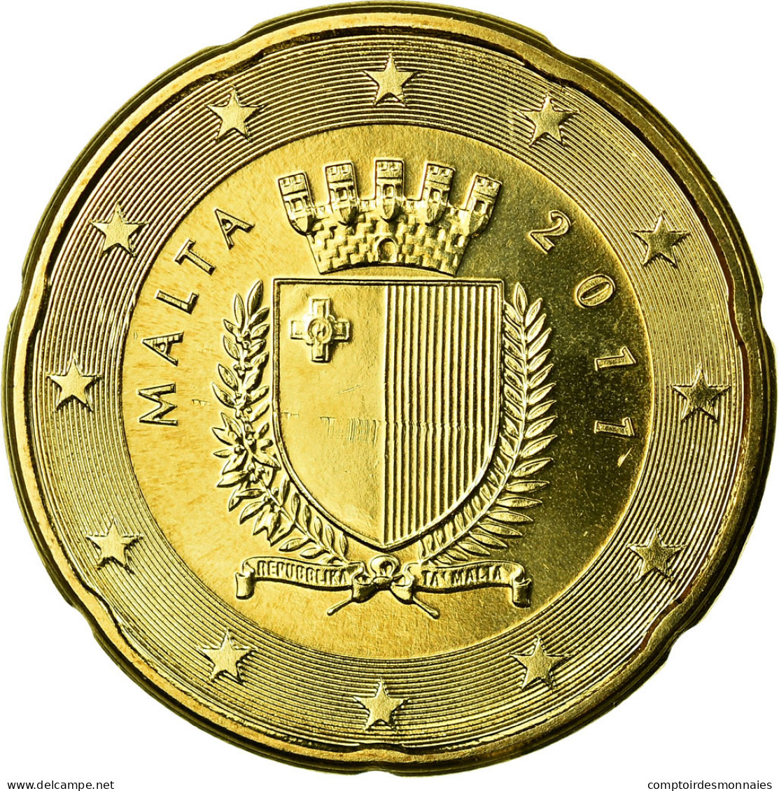 Malte, 20 Euro Cent, 2011, FDC, Laiton, KM:129 - Malta