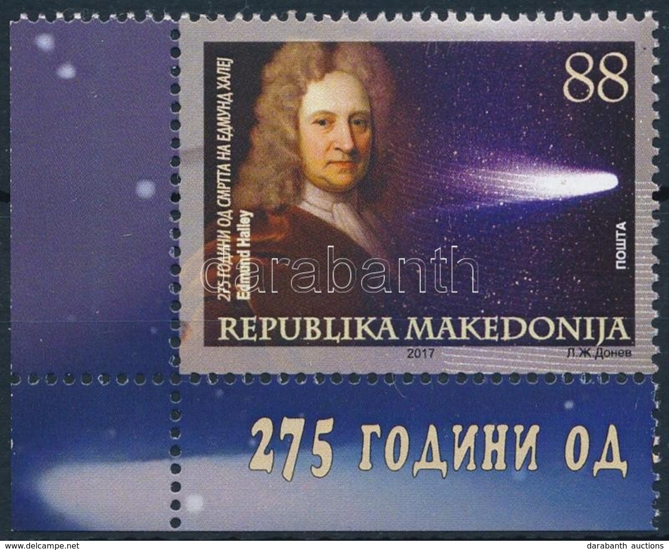 ** 2017 Edmond Halley, Csillagász ívsarki Bélyeg,
Edmond Halley, Astronomer Corner Stamp
Mi 792 - Other & Unclassified