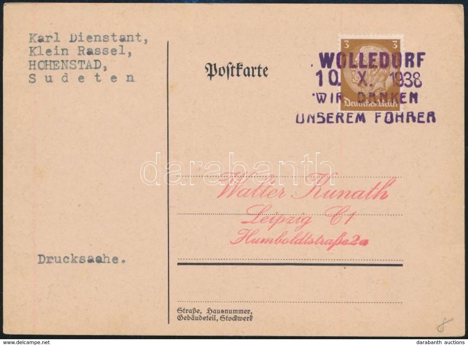 Sudetenland Levelezőlap Alkalmi Bélyegzéssel / Postcard With Special Postmark - Other & Unclassified