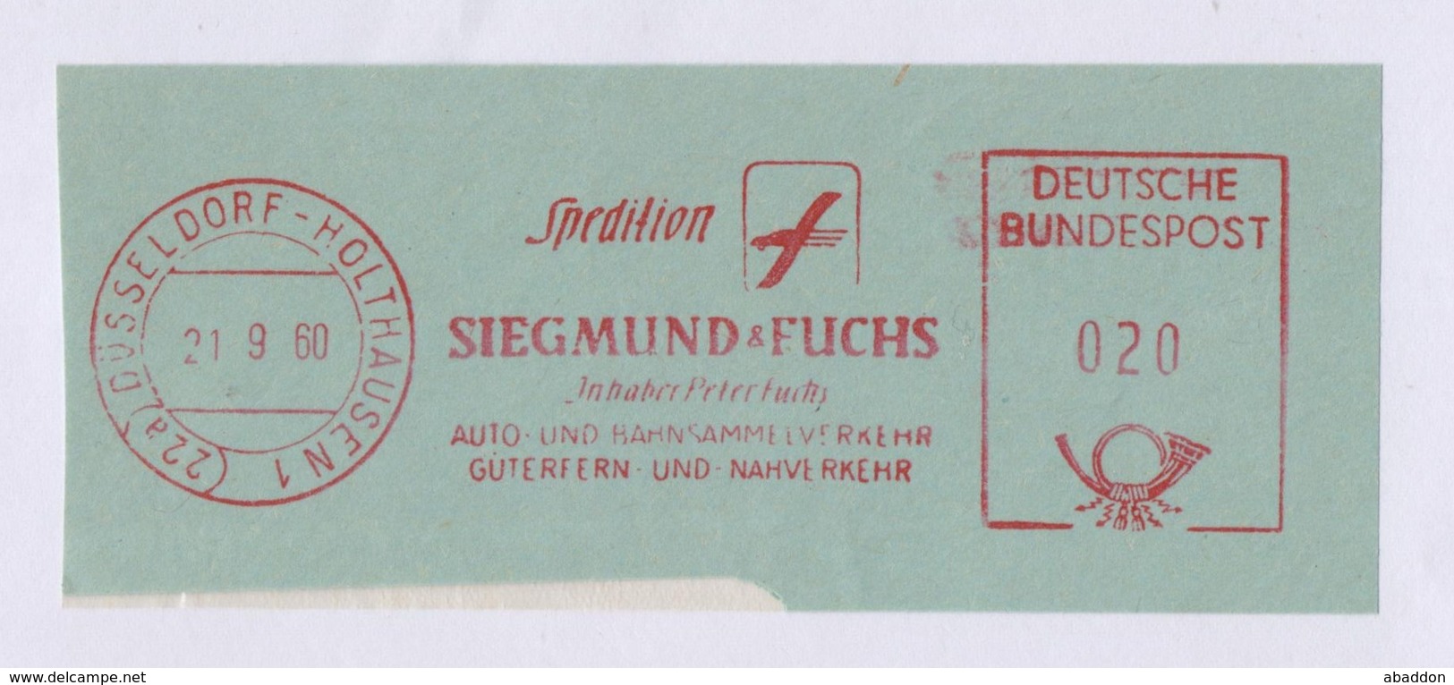 BRD AFS - DÜSSELDORF HOLTHAUSEN, Spedition SIEGMUND & FUCHS 1960 - Sonstige (Land)