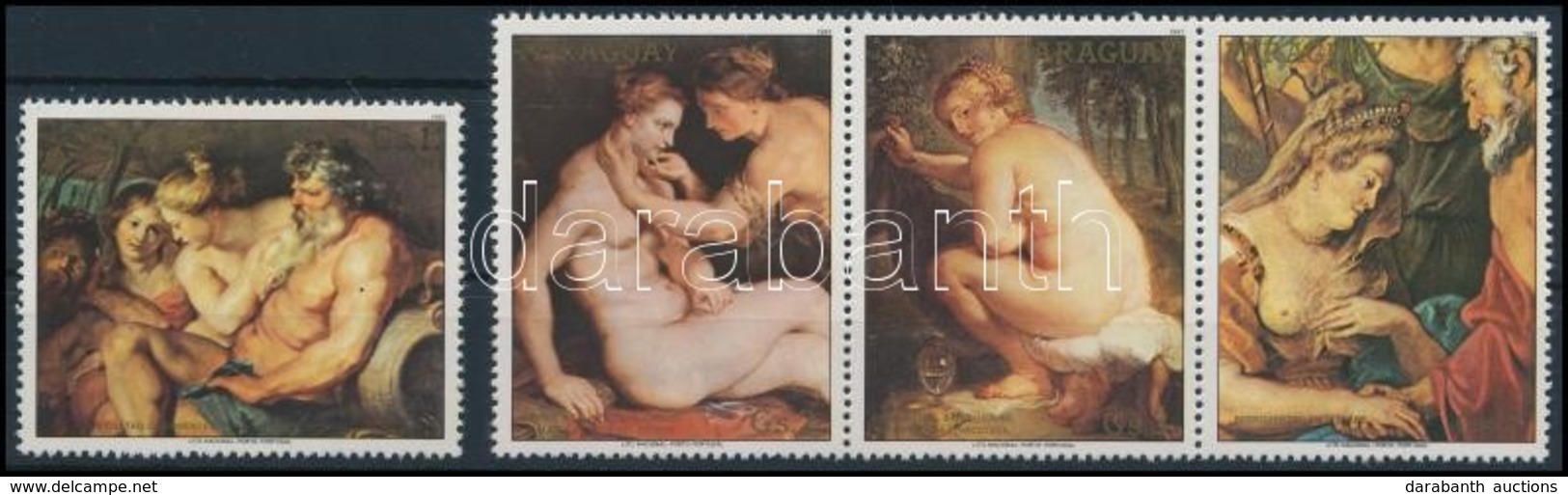 ** 1987 Rubens Festmény Sor 4 értéke + Kisív,
Botticelli Painting 4 Values Of Set + Minisheet
Mi 4084-4087 + 4088 - Andere & Zonder Classificatie
