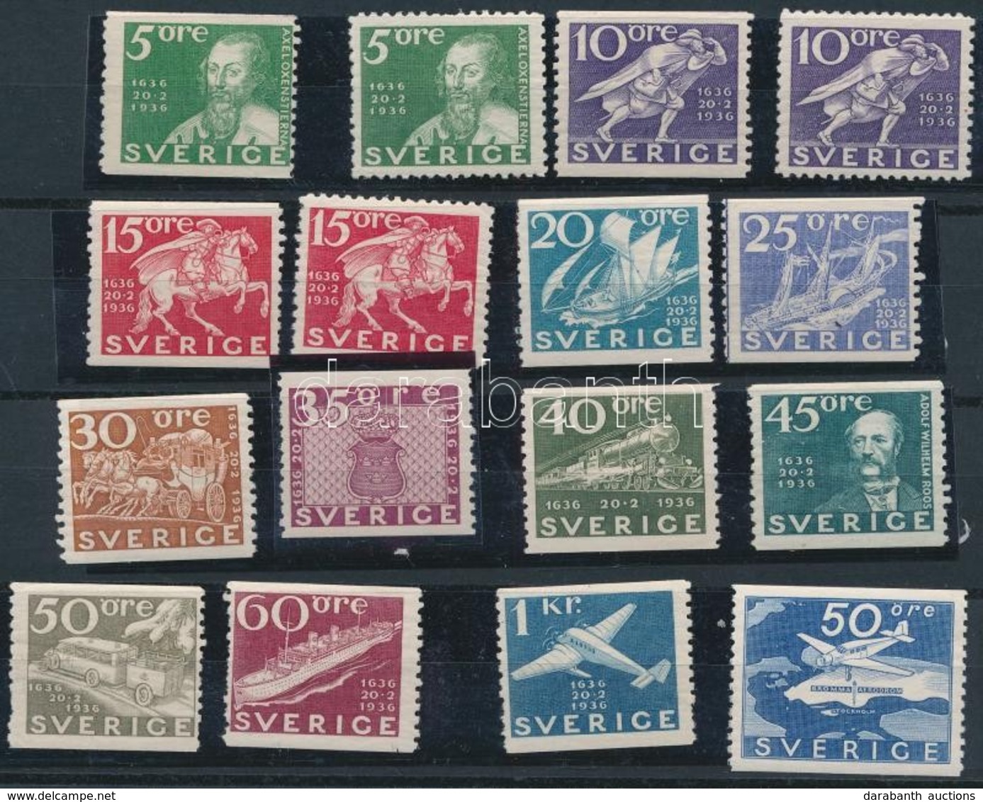 ** 1936 300 éves A Svéd Posta Sor Mi 227-238 + 1 Bélyeg - Andere & Zonder Classificatie