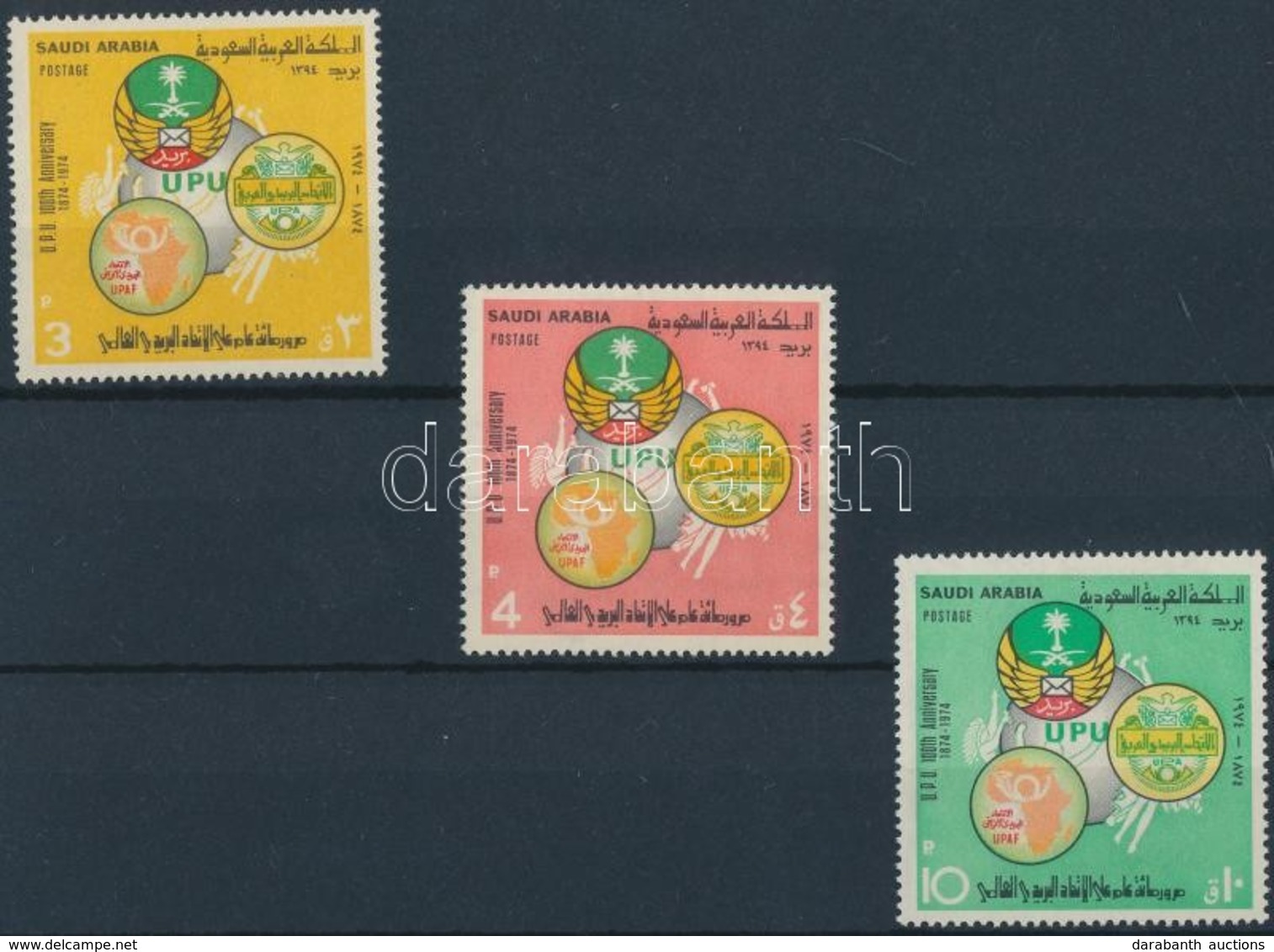 ** 1974 100 éves Az UPU Sor Mi 554-556 - Other & Unclassified