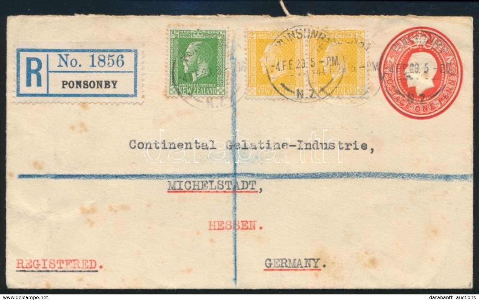 1929 Díjkiegészített Díjjegyes Ajánlott Boríték Németországba / Registered Cover To Germany - Other & Unclassified