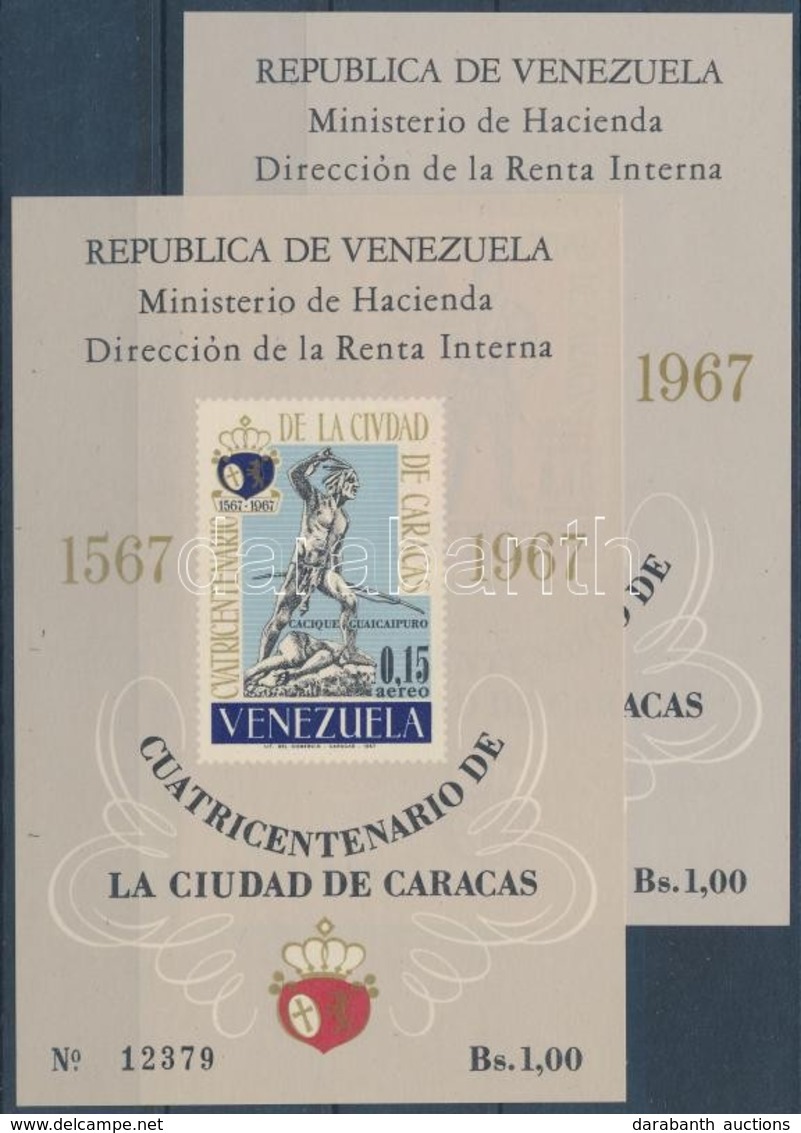 ** 1967 400 éves Caracas Városa 2 Vágott Blokk Nyomtatott Fogazással Mi 14-15 - Andere & Zonder Classificatie