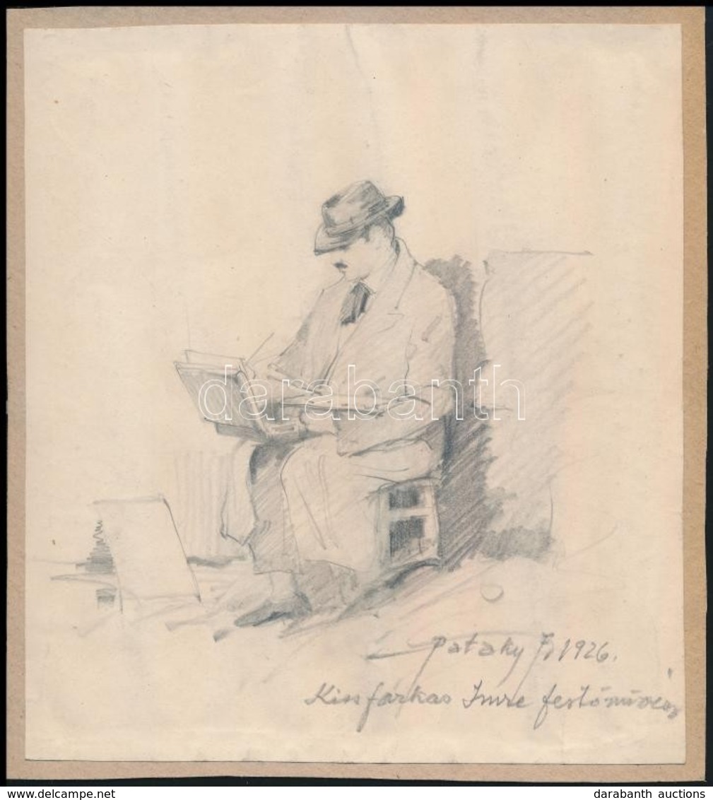 Pataky Ferenc(1897-?): Kiss Farkas Imre Portréja. Ceruza, Papír, Jelzett, 14×12 Cm - Otros & Sin Clasificación
