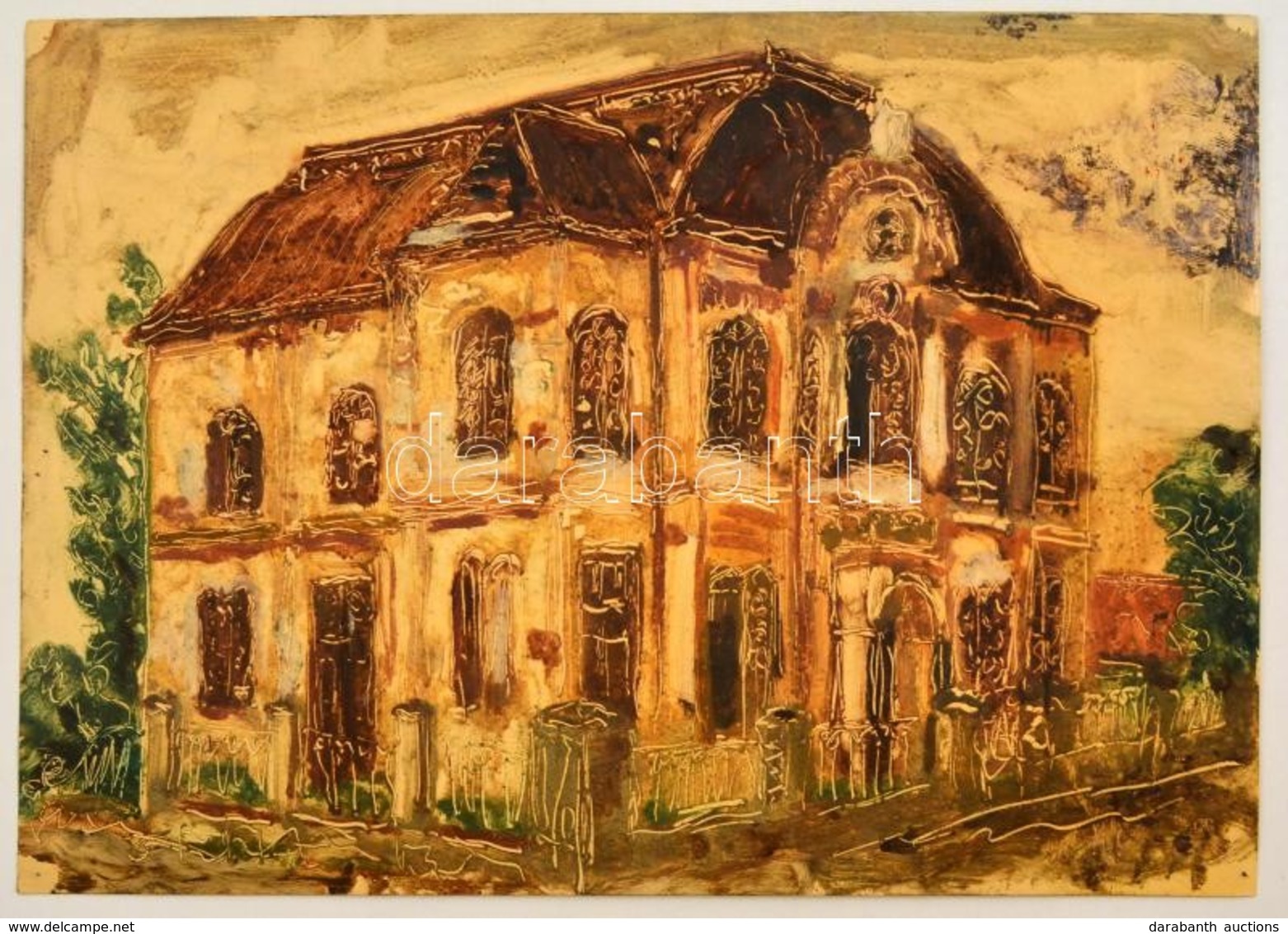 Jelzés Nélkül: Polgári Villa. Tempera,  Papír. 31x42 Cm - Other & Unclassified