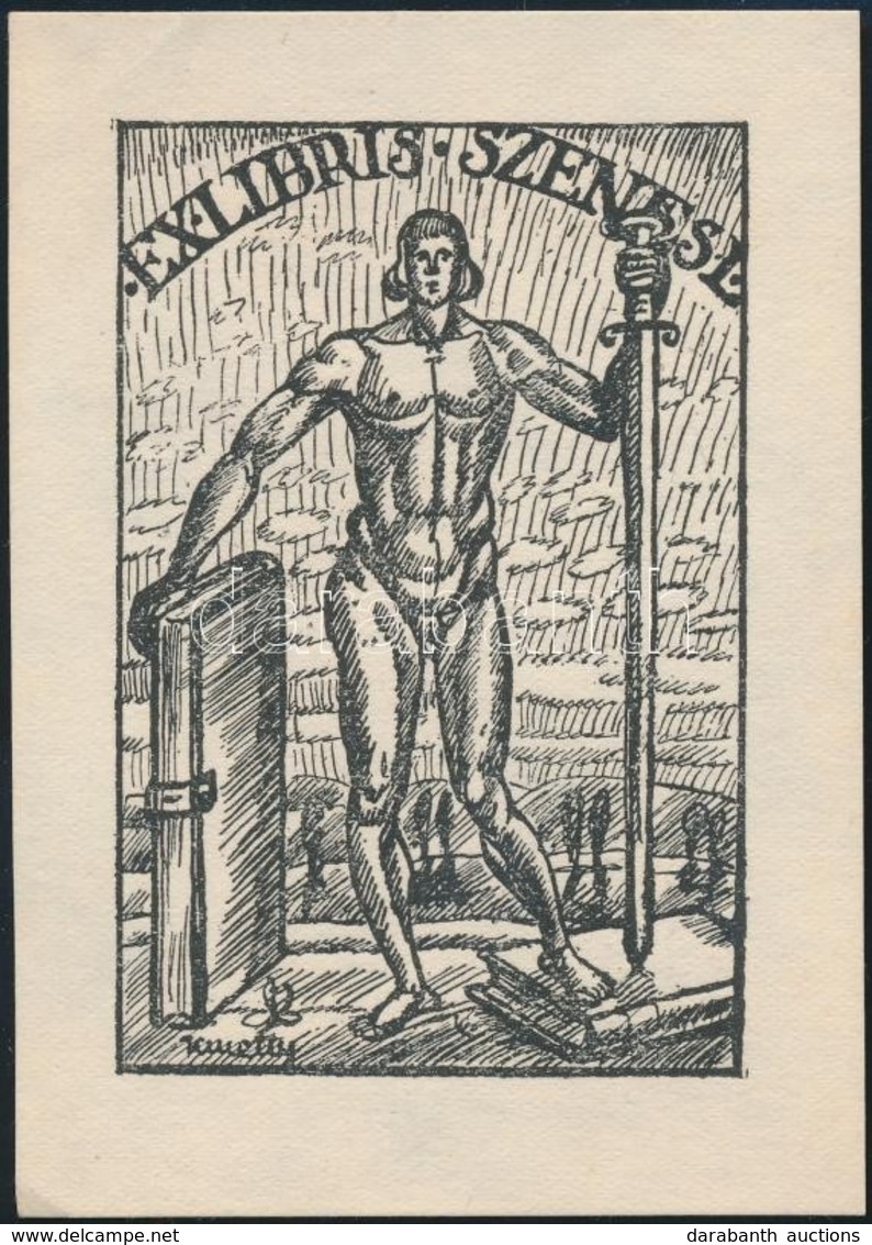 Kmetty János (1889-1975): Ex Libris Szenes L. Klisé, Papír, Jelzett A Klisén, 7,5×5,5 Cm - Andere & Zonder Classificatie